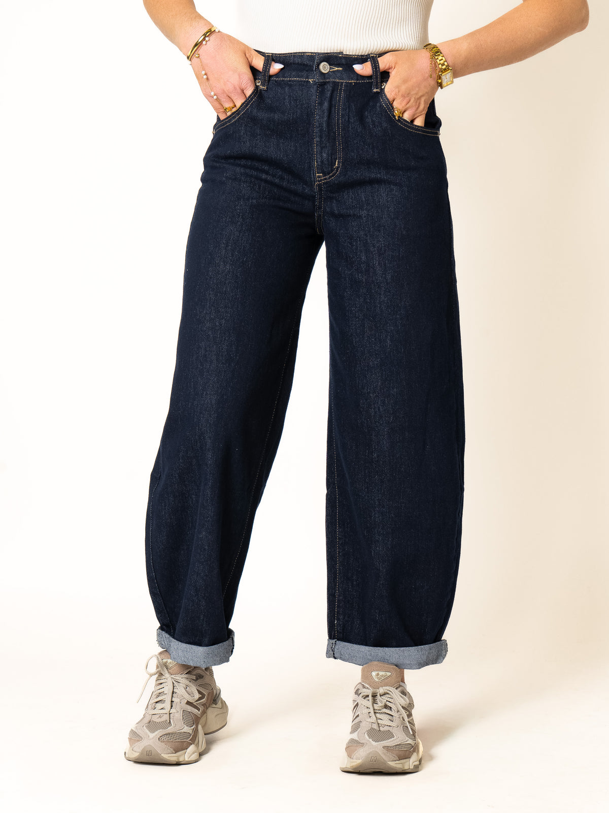 Sea Blue Ballon Fit Jeans