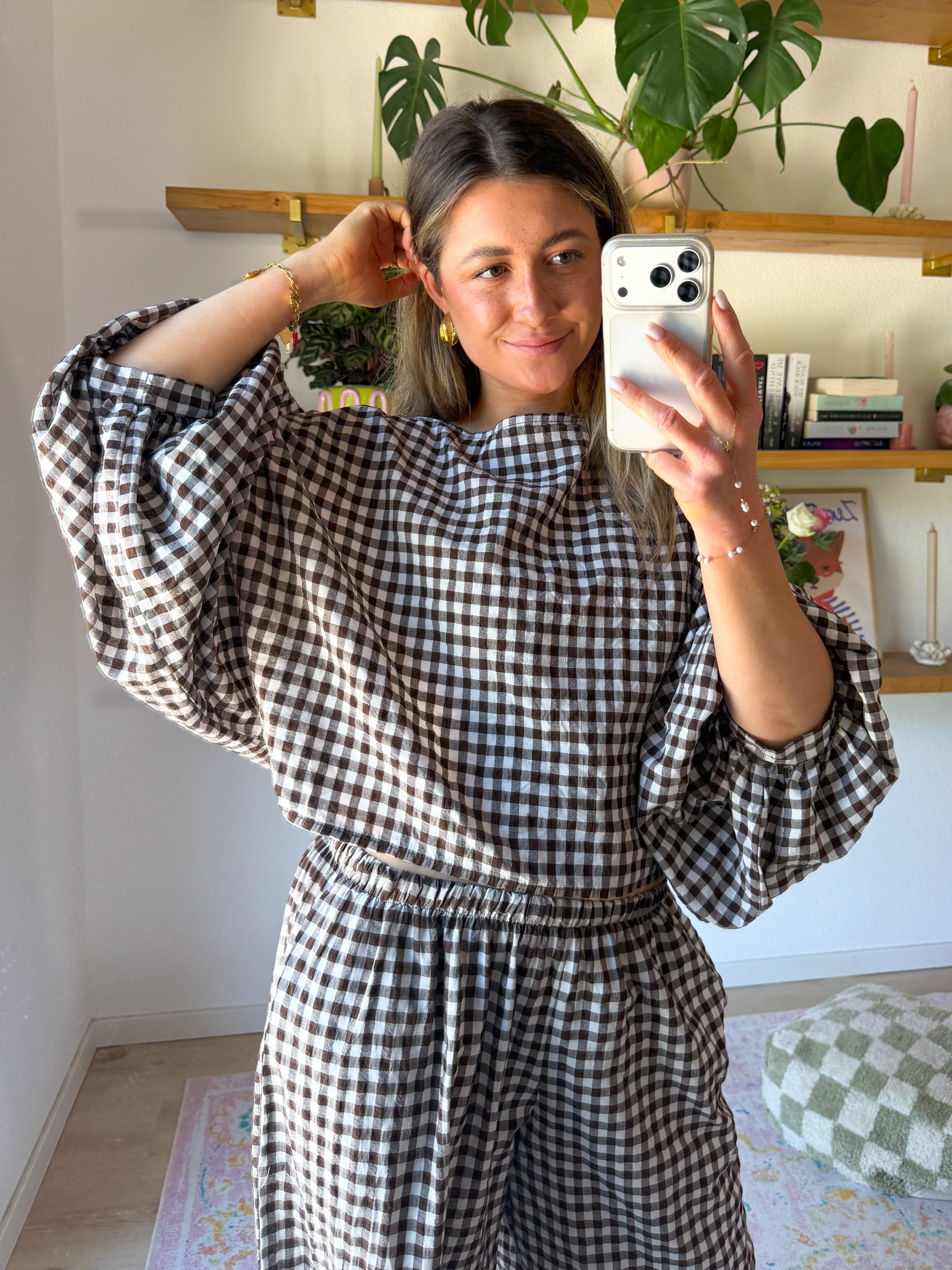 Summer Plaid Cotton Blouse