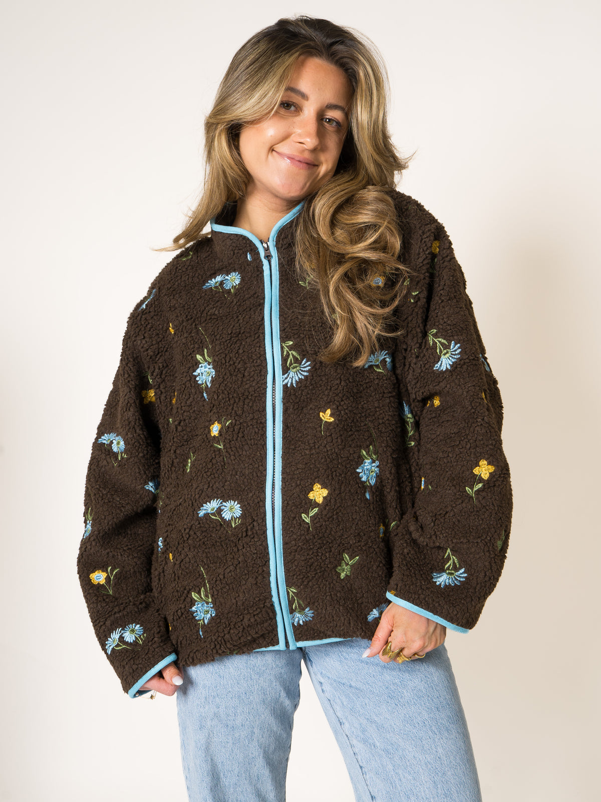 Blue Blooms Brown Moods Fleece