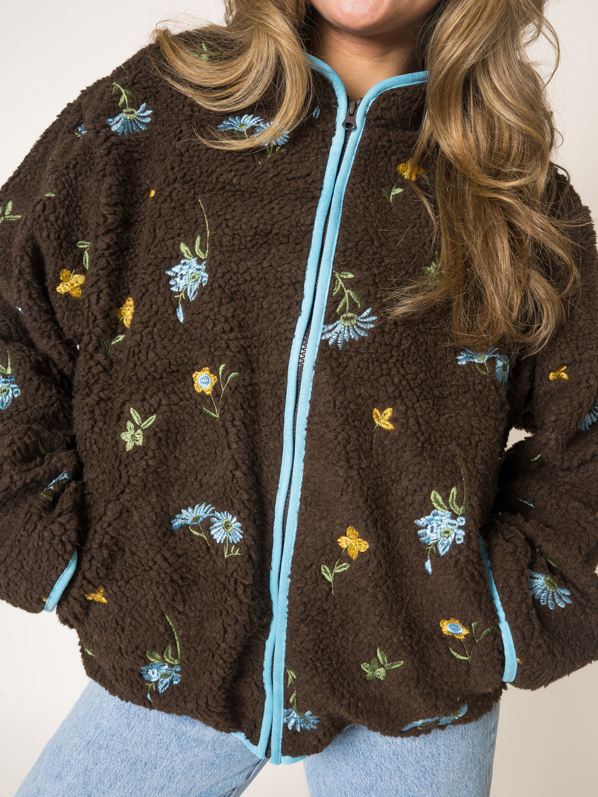 Blue Blooms Brown Moods Fleece