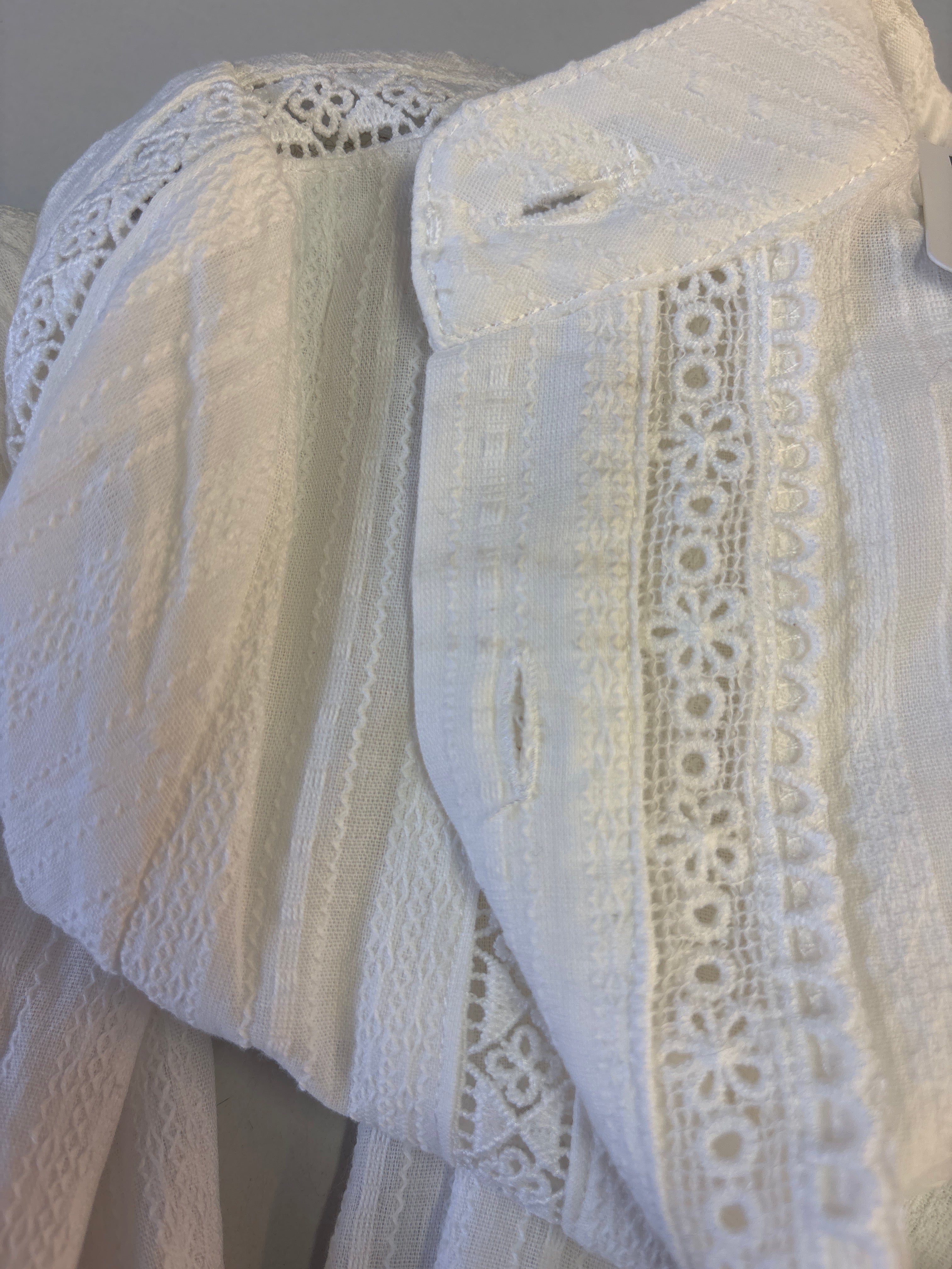 Lucky Deals 1773- Morning Mist Baumwoll Boho Bluse- Vom Umtausch ausgeschlossen