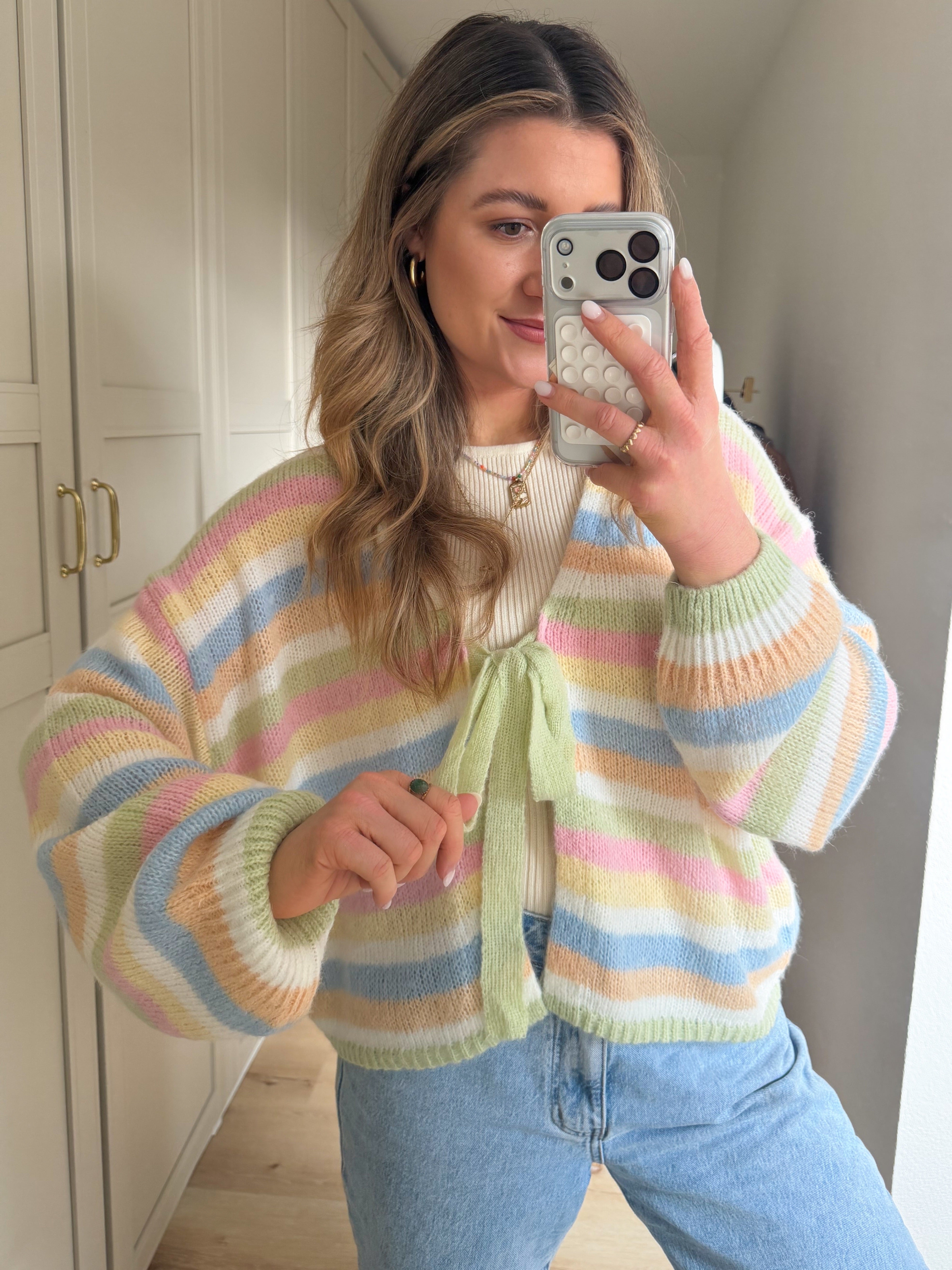 Soft Hug Stripe Knit Caridgan