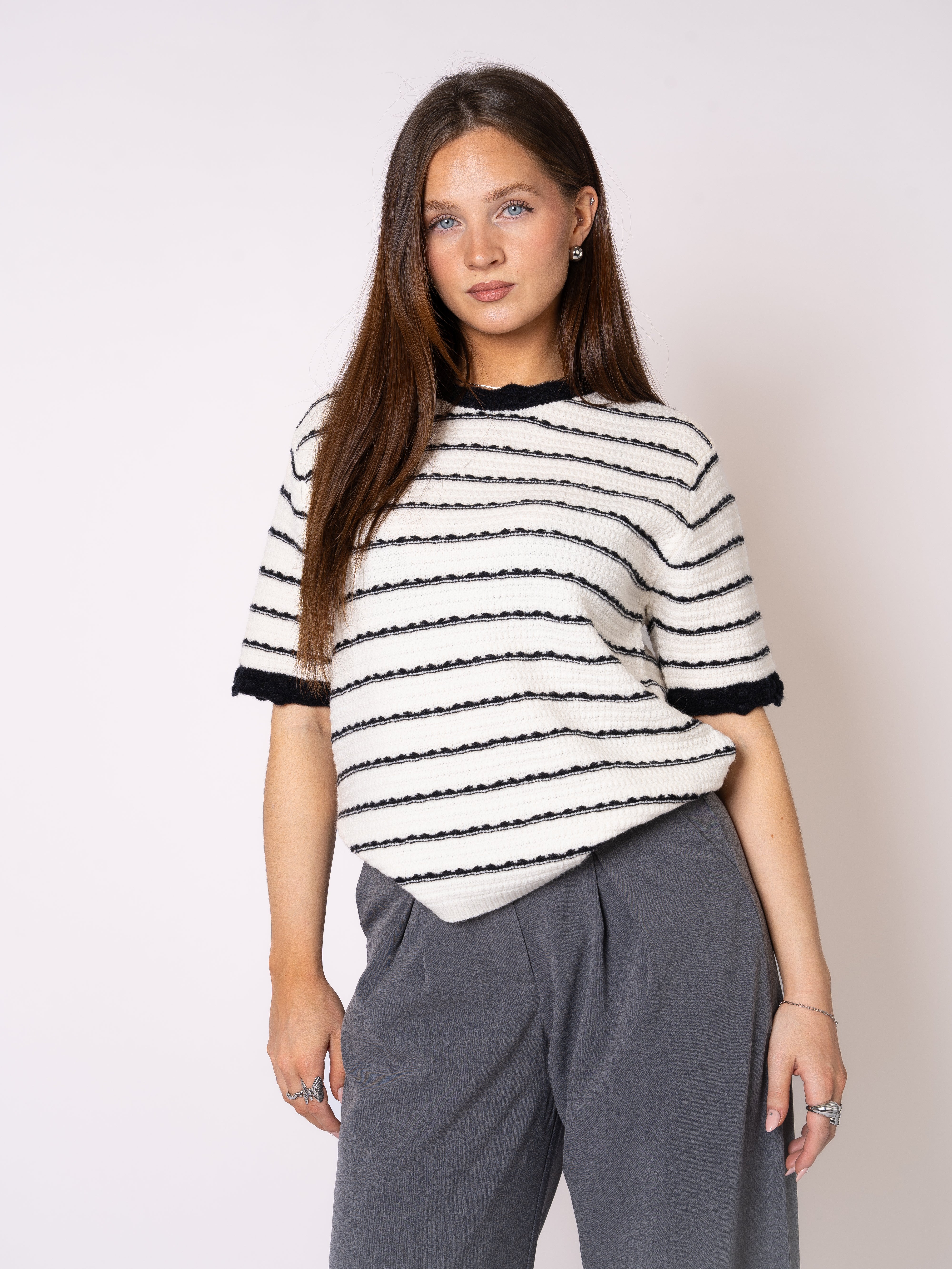 Stripe Knit Shirt Evelyn - Weiß