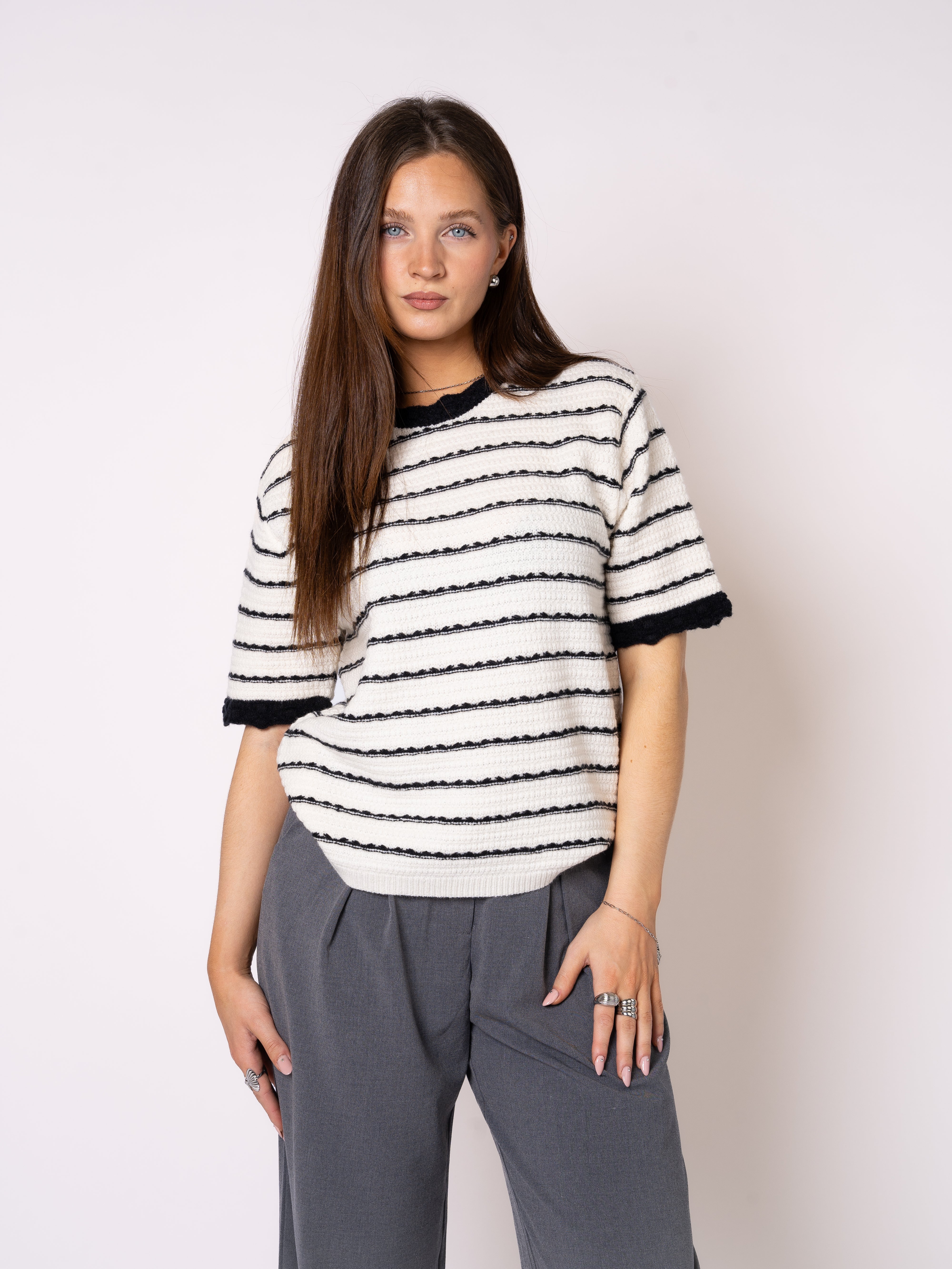 Stripe Knit Shirt Evelyn - Weiß