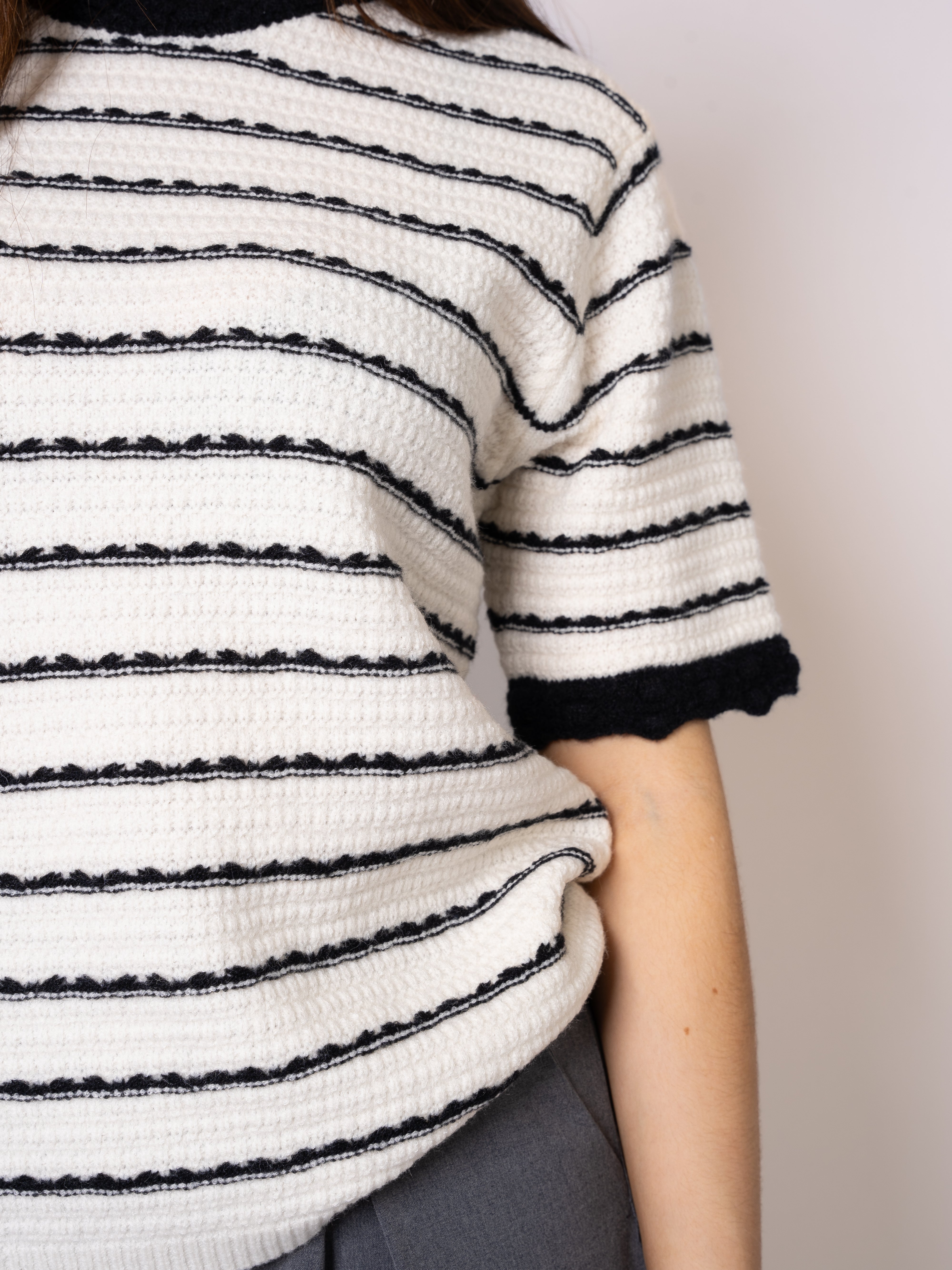 Stripe Knit Shirt Evelyn - Weiß