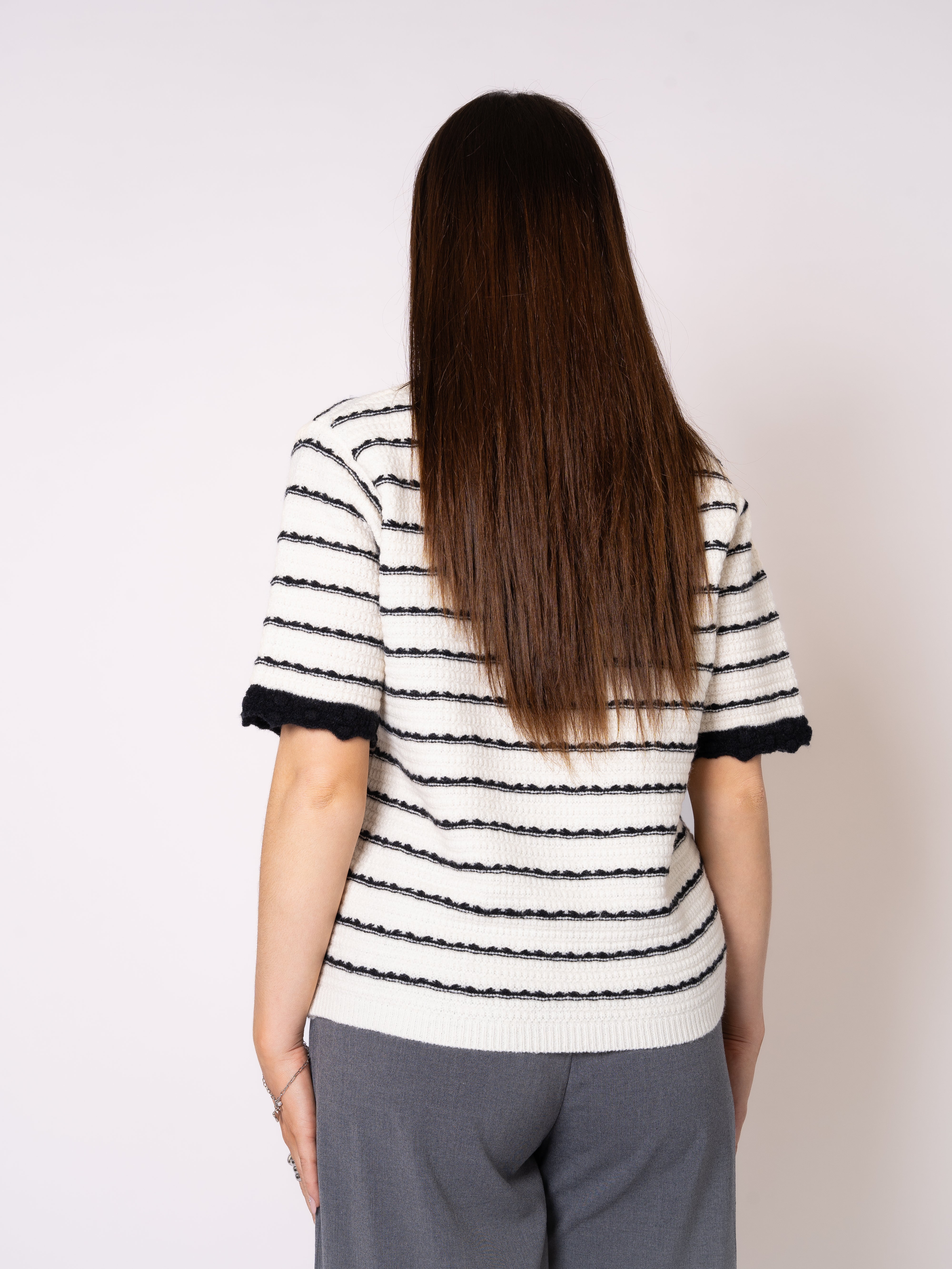 Stripe Knit Shirt Evelyn - Weiß