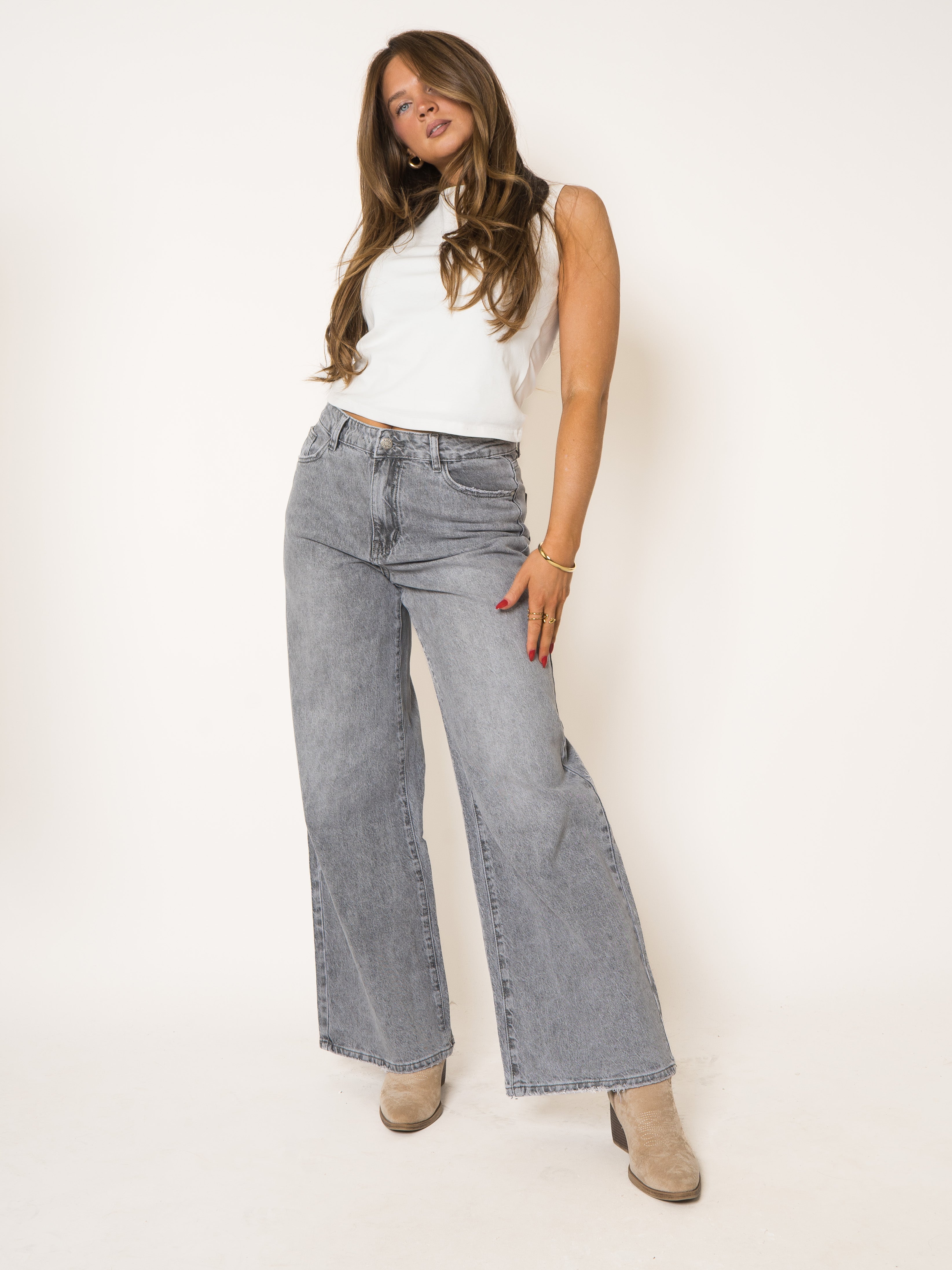 Stone Wide Leg Jeans