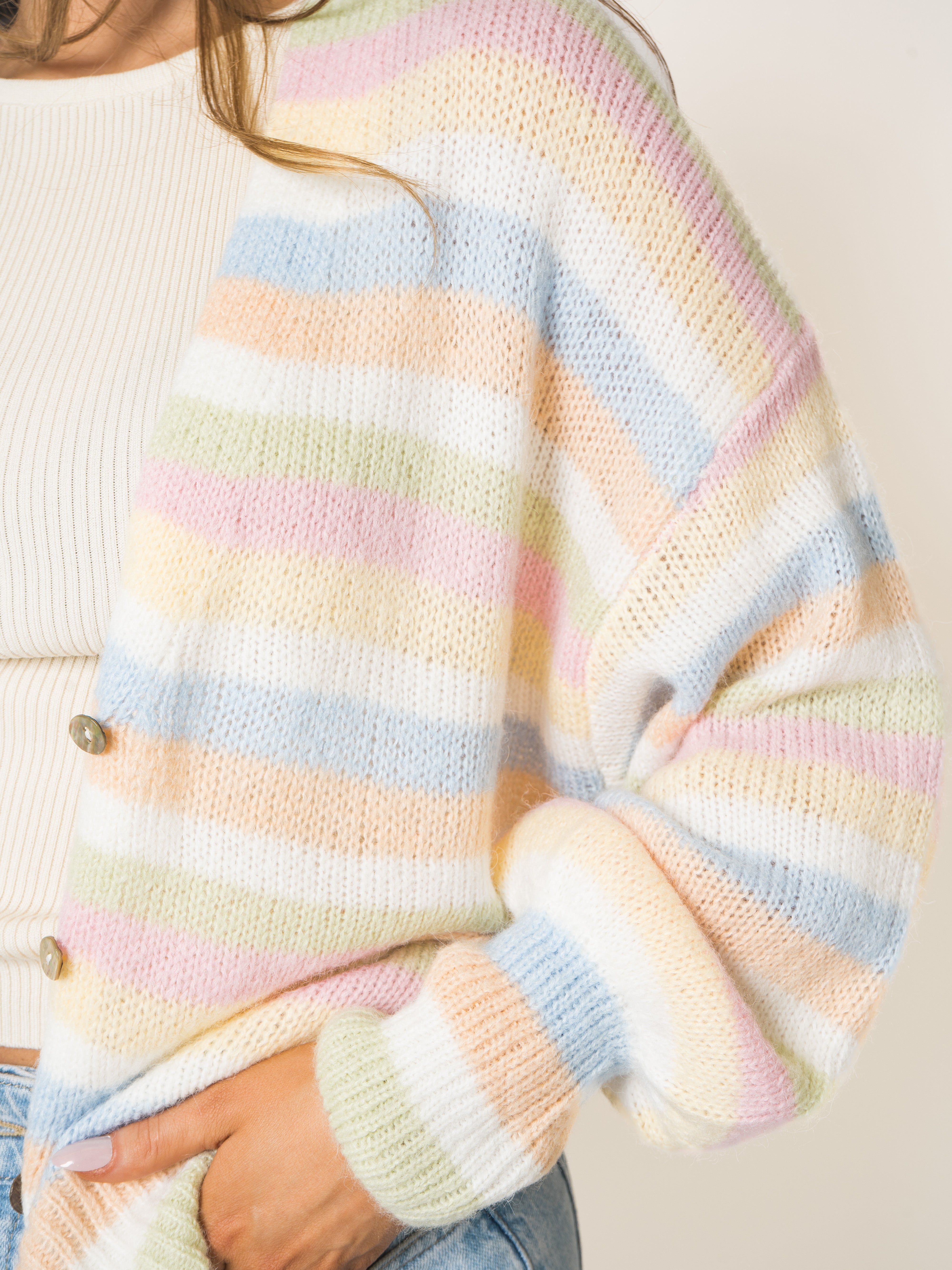 Color Hug Stripe Knit Jacket