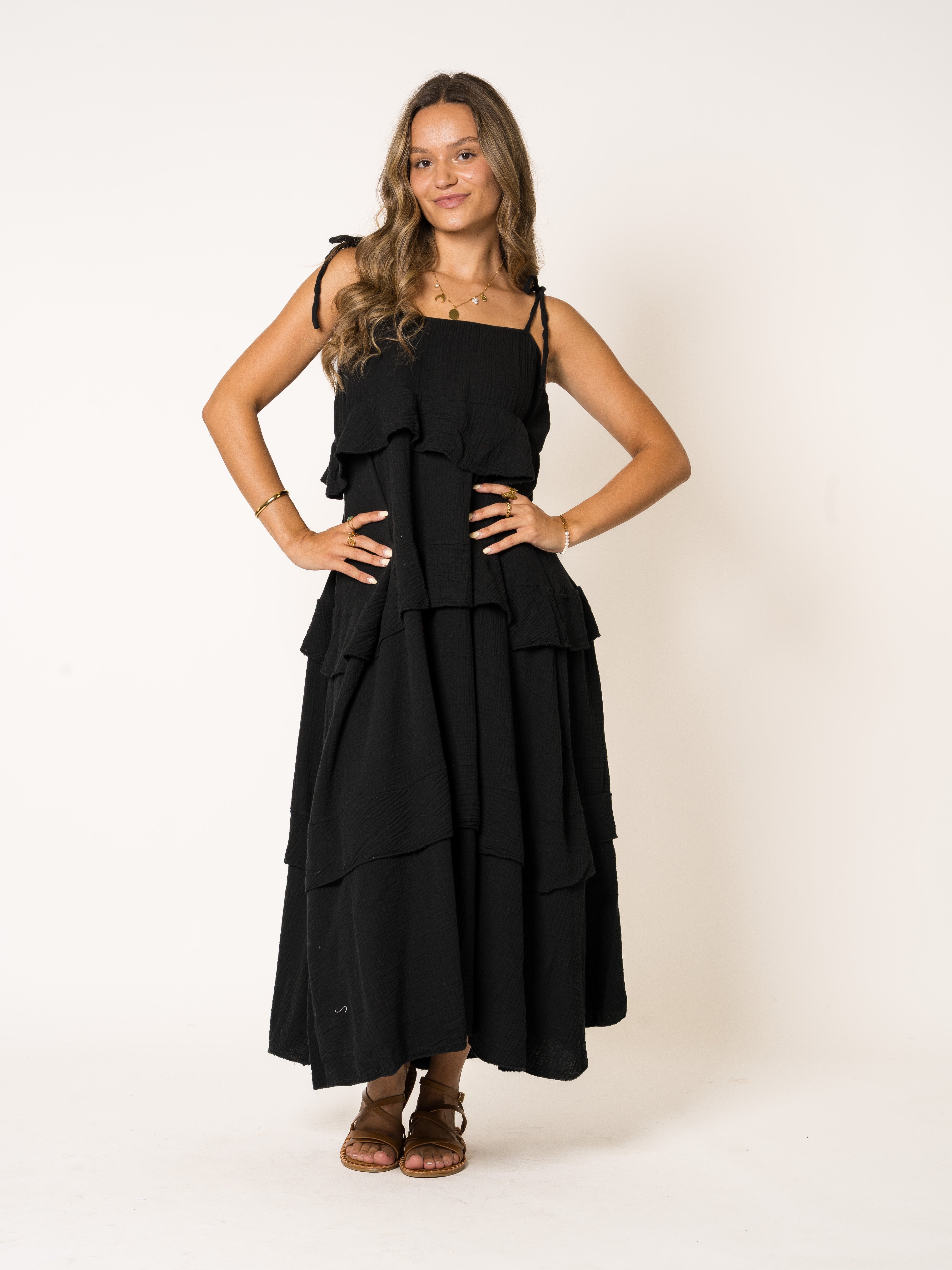 Lucky Deals 1829- Musselin Träger Midikleid Alania- Vom Umtausch ausgeschlossen