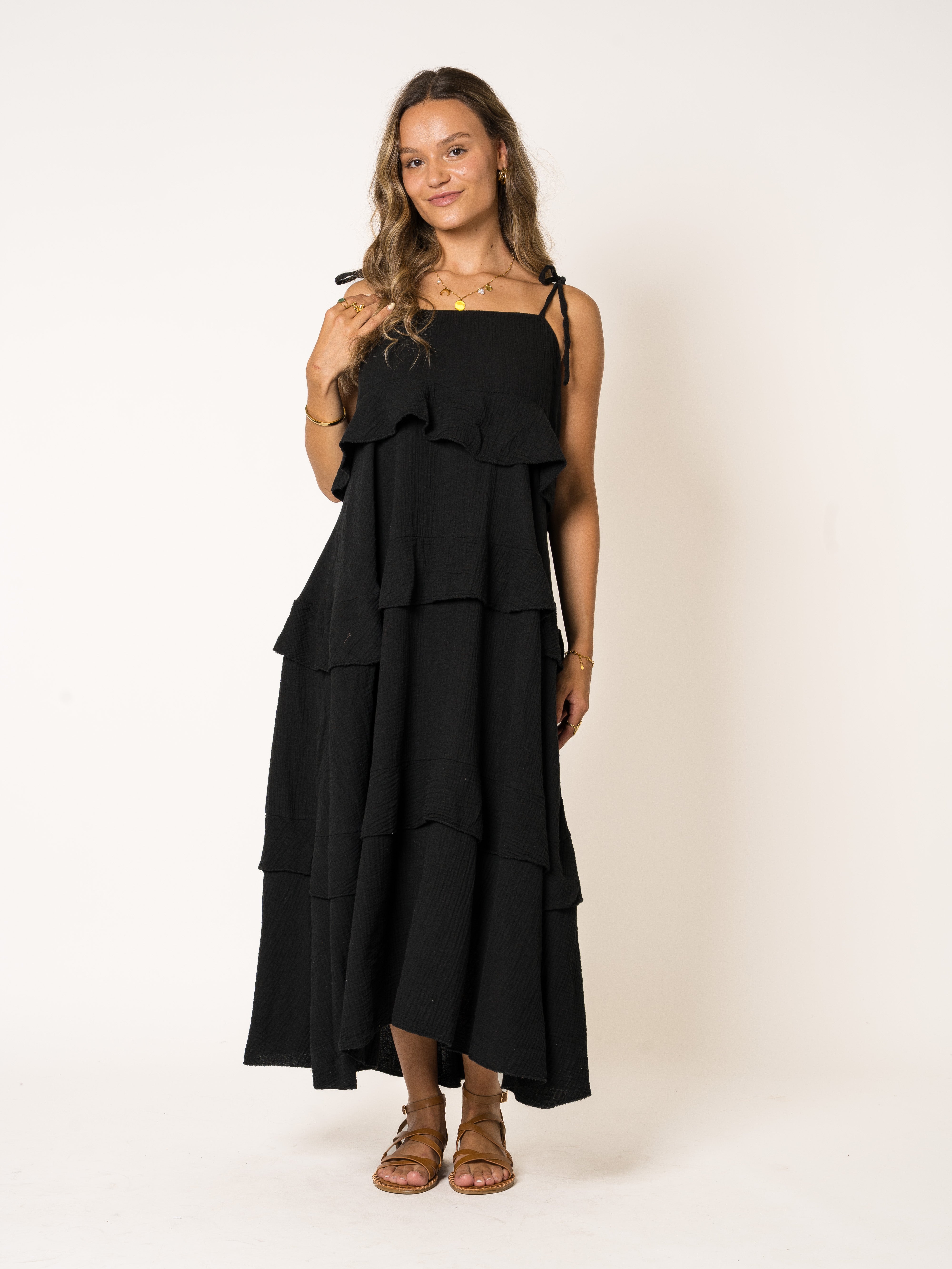 Lucky Deals 1829- Musselin Träger Midikleid Alania- Vom Umtausch ausgeschlossen