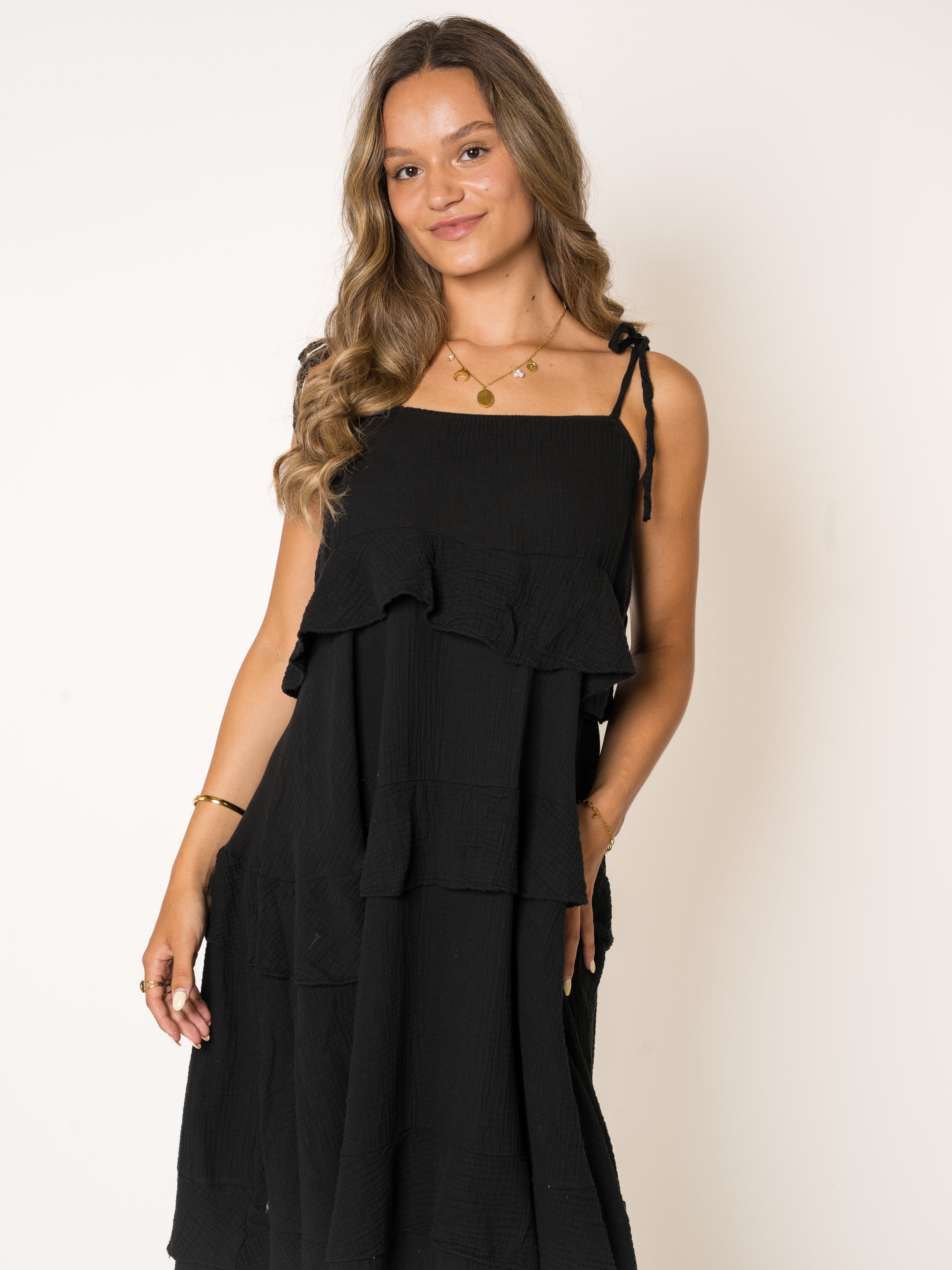 Lucky Deals 1829- Musselin Träger Midikleid Alania- Vom Umtausch ausgeschlossen