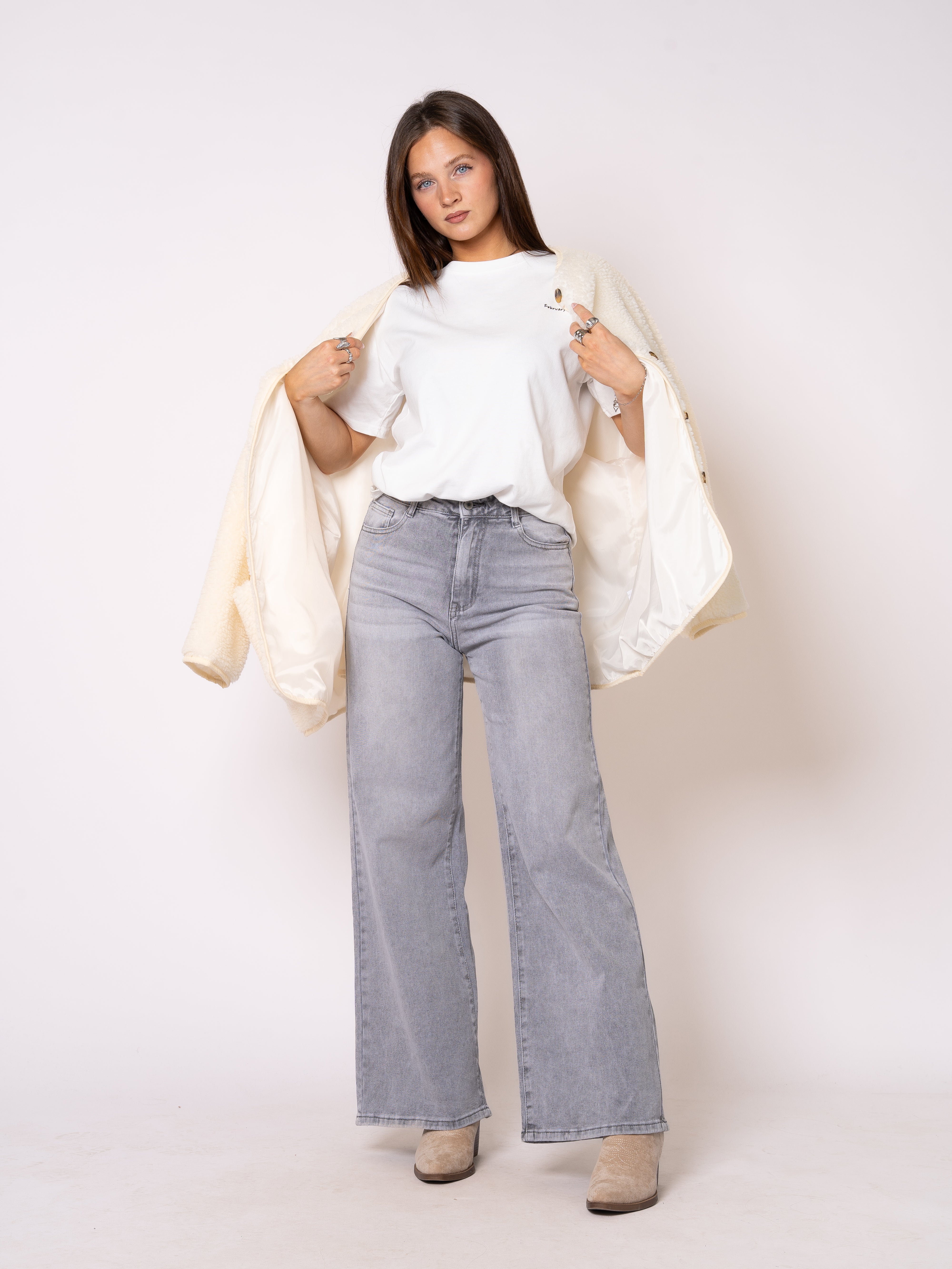 Wide Leg Jeans Madison - Grau