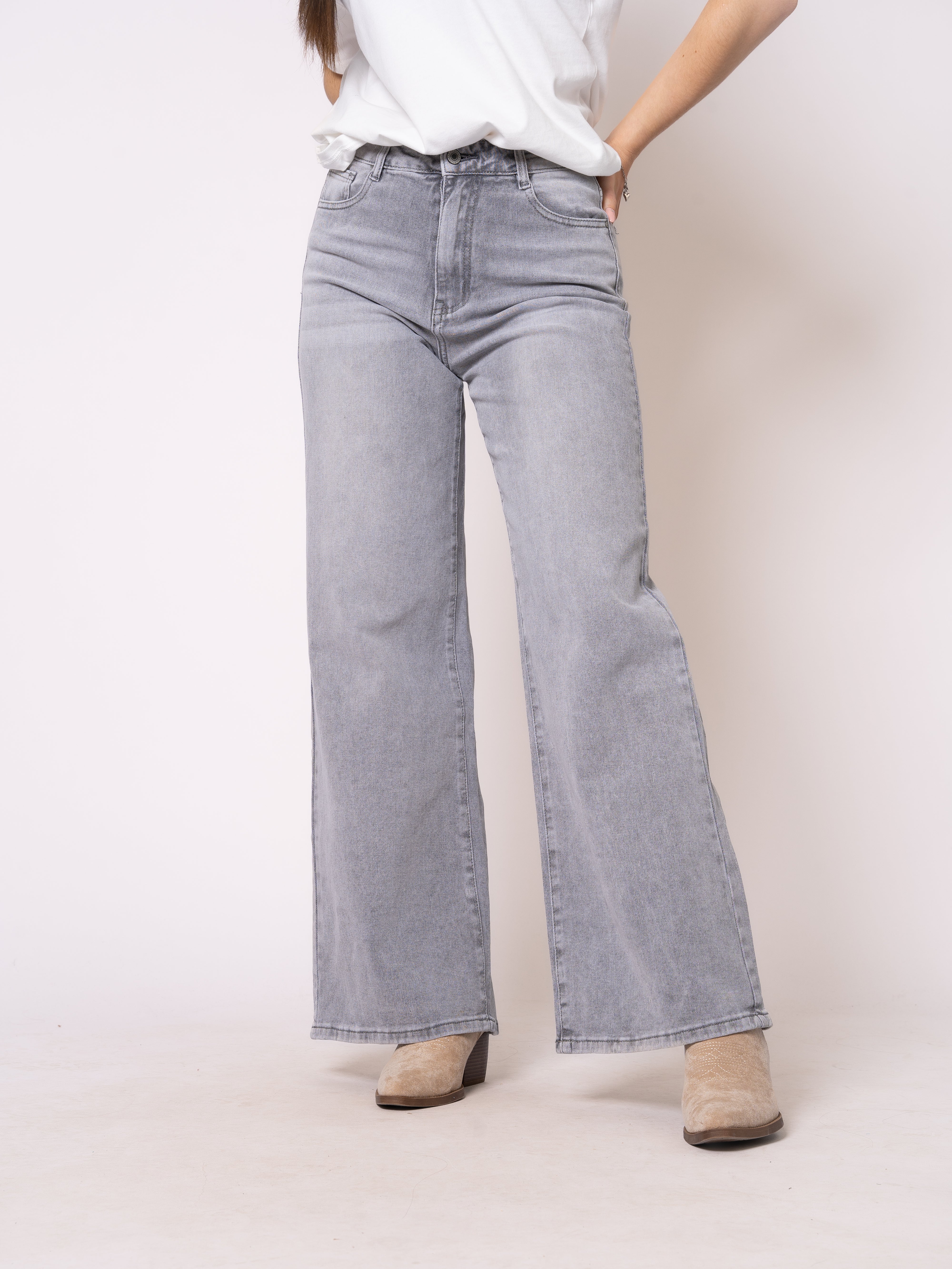 Wide Leg Jeans Madison - Grau