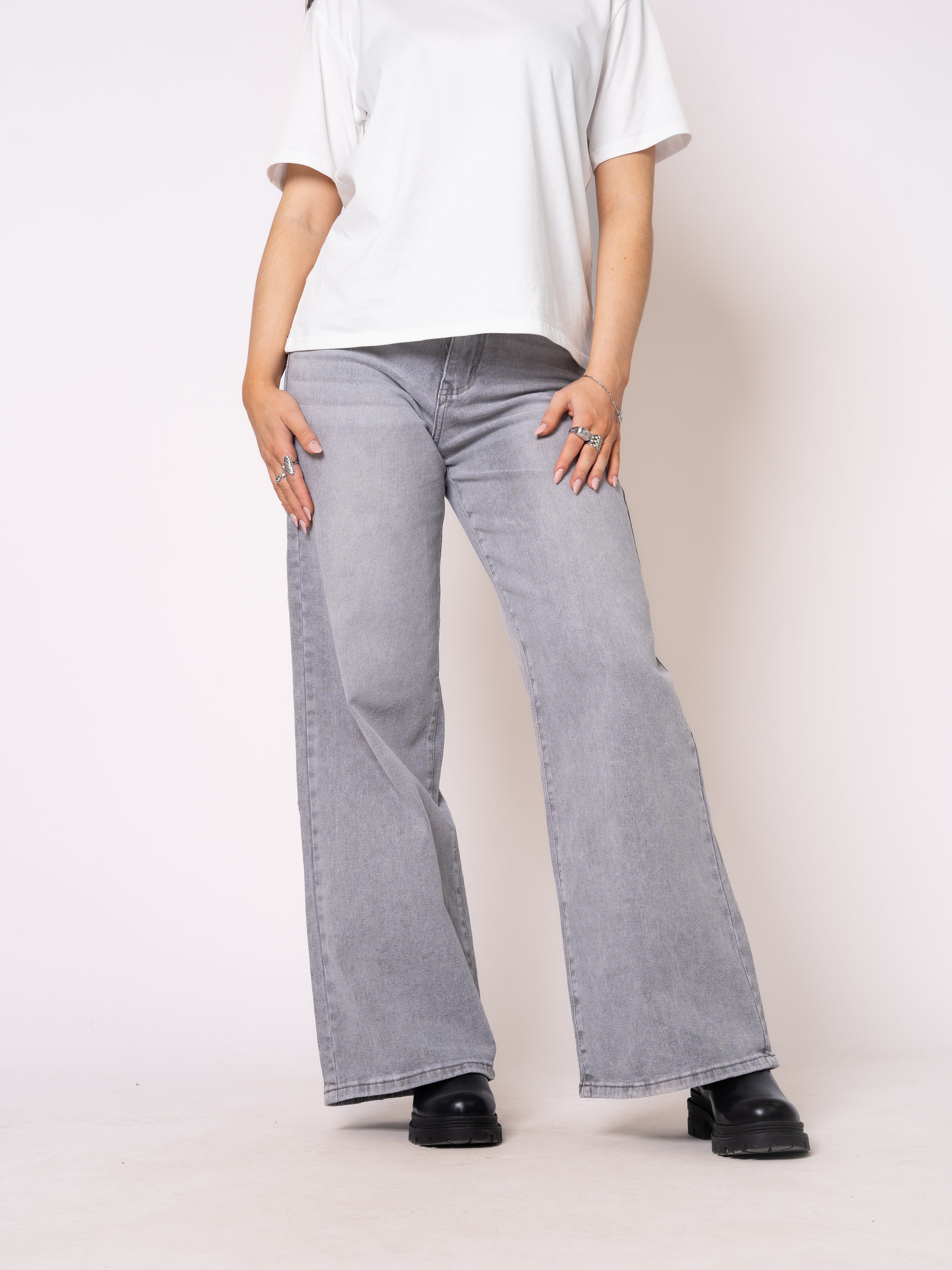 Wide Leg Jeans Madison - Grau