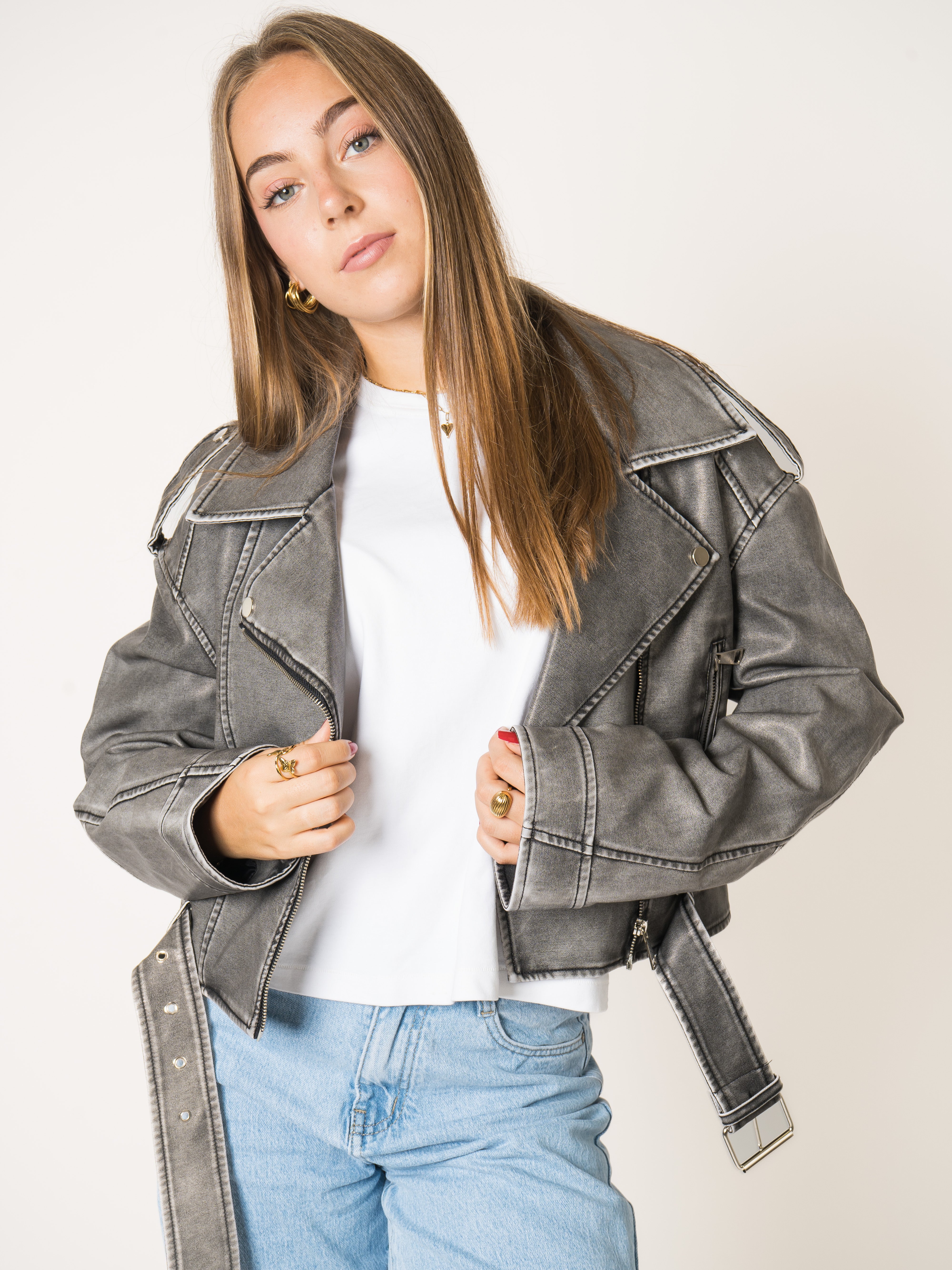 Wild Soul Leather Jacket - Washed Grau