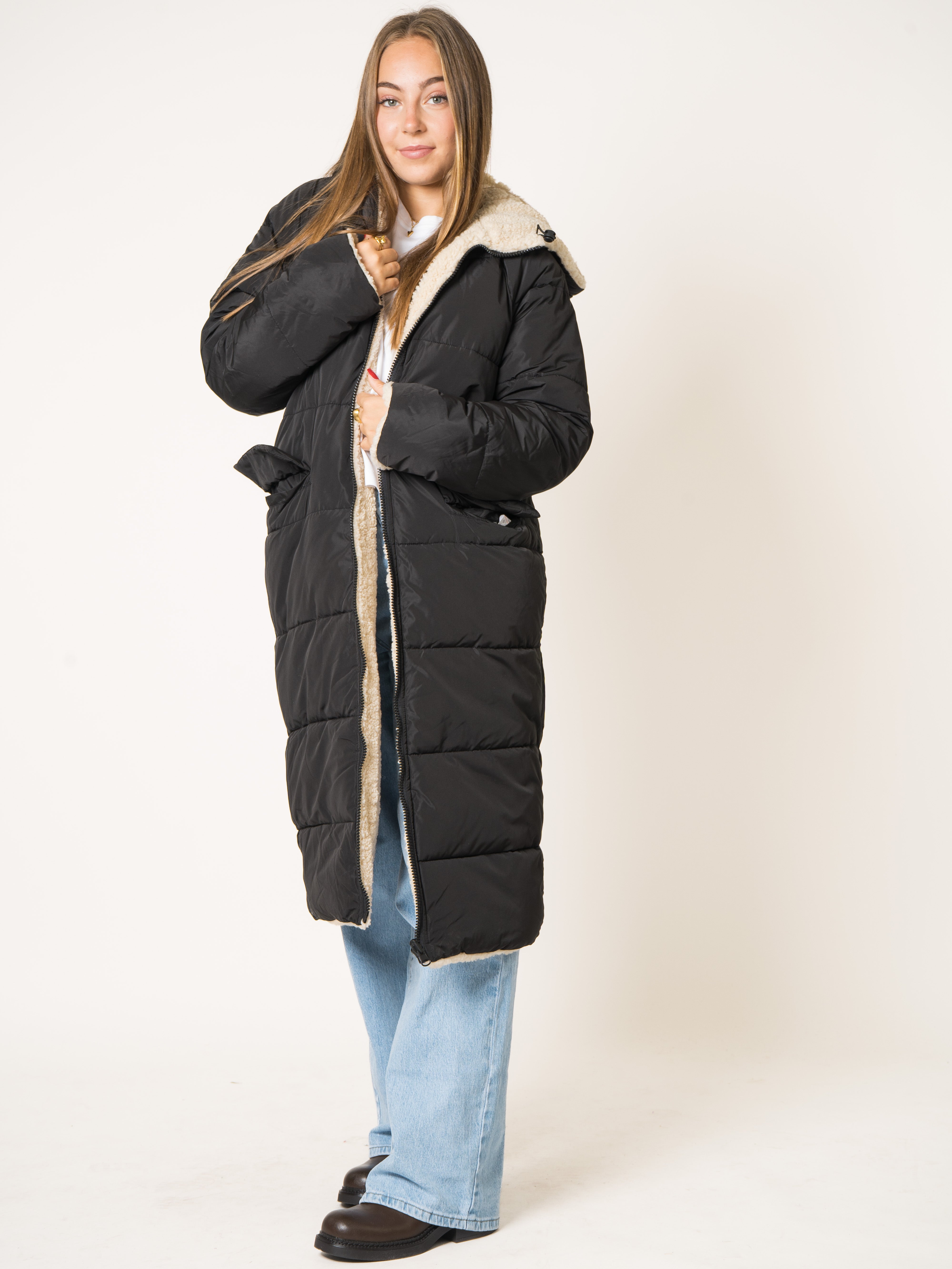 Two in One Winterjacke - Schwarz/Creme