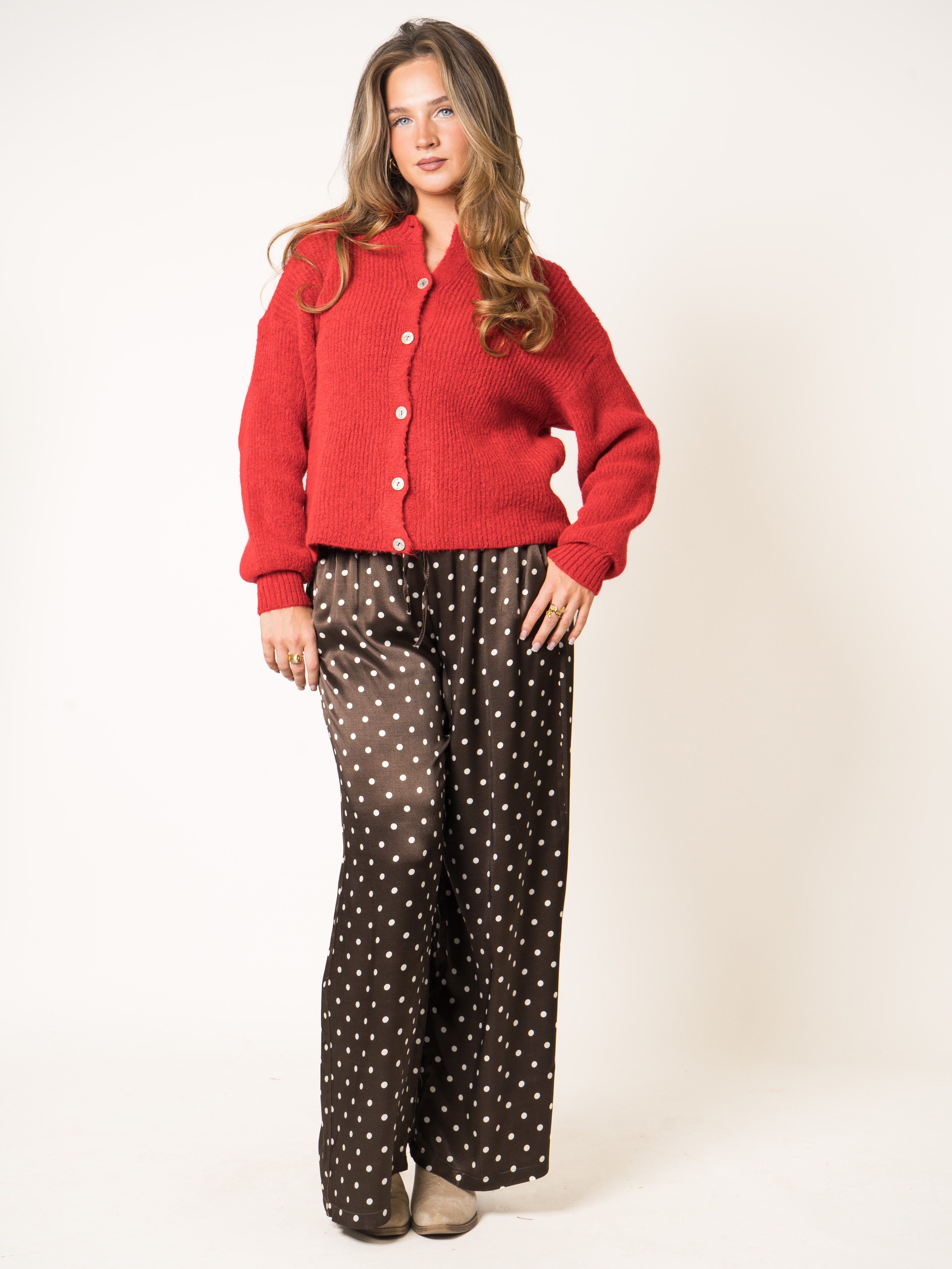 LUCKY DEAL 2135 Polka Dot Silky Wide Leg - Braun - vom Umtausch ausgeschlossen -
