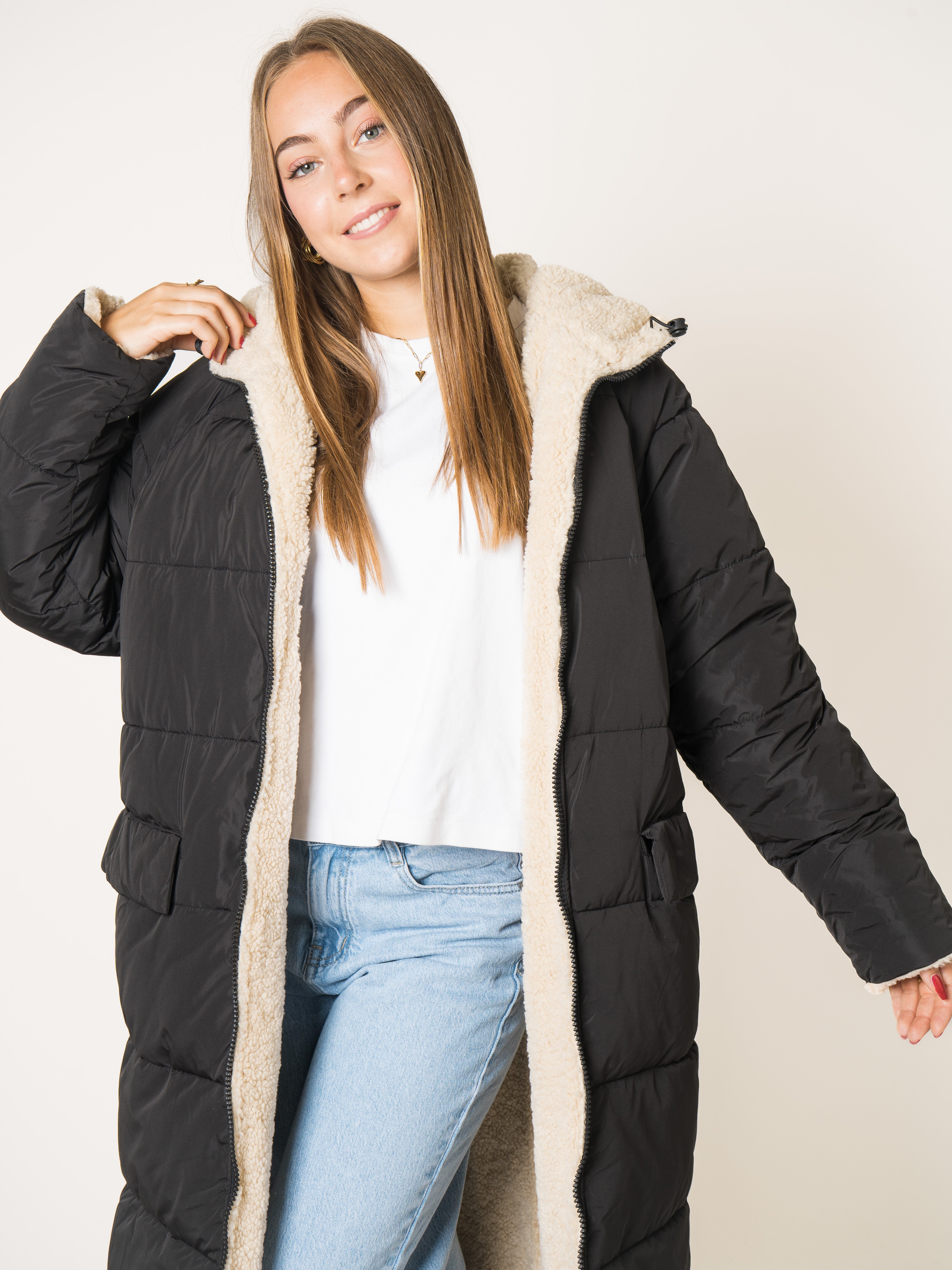 Two in One Winterjacke - Schwarz/Creme