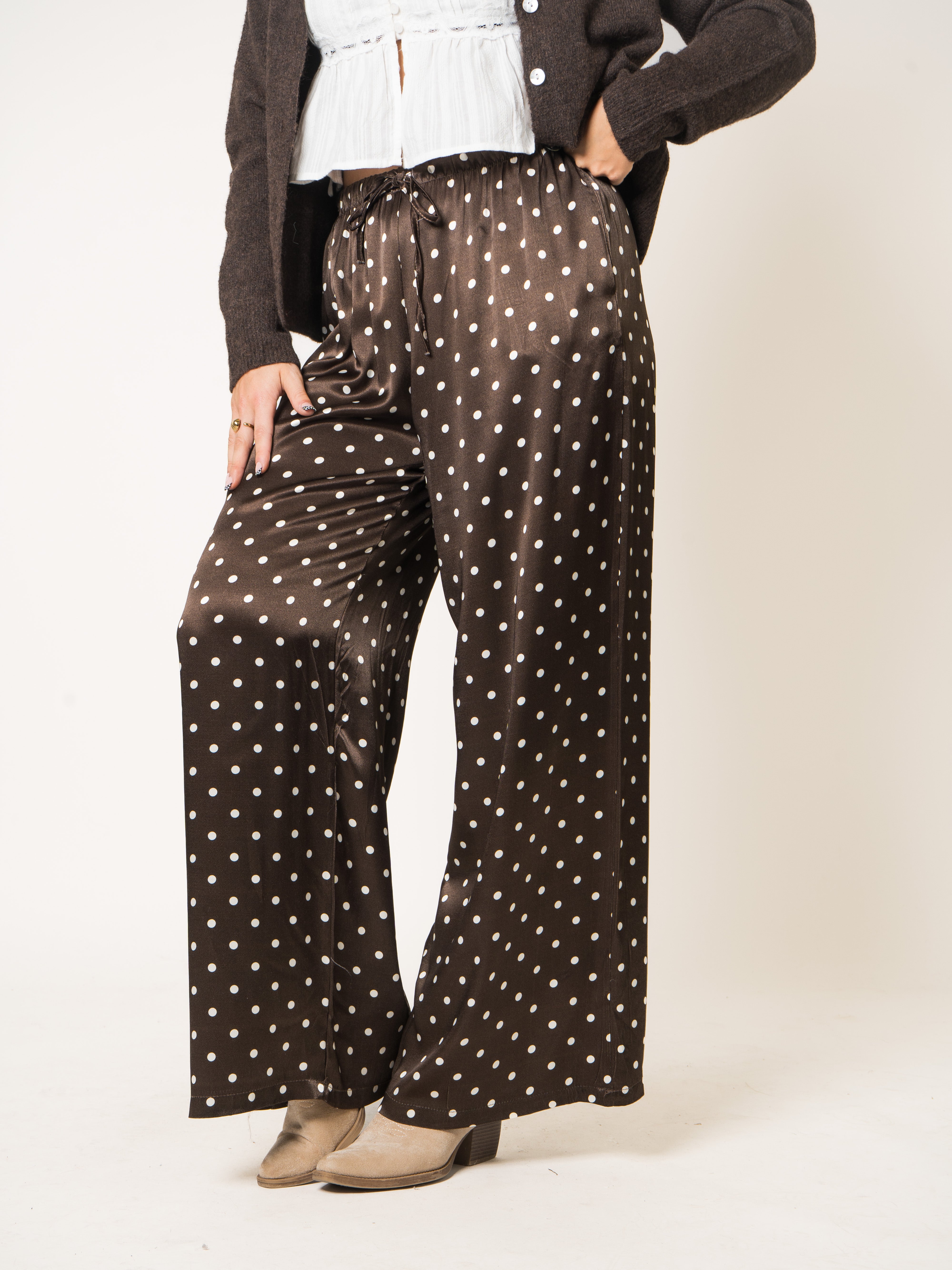 Polka Dot Silky Wide Leg