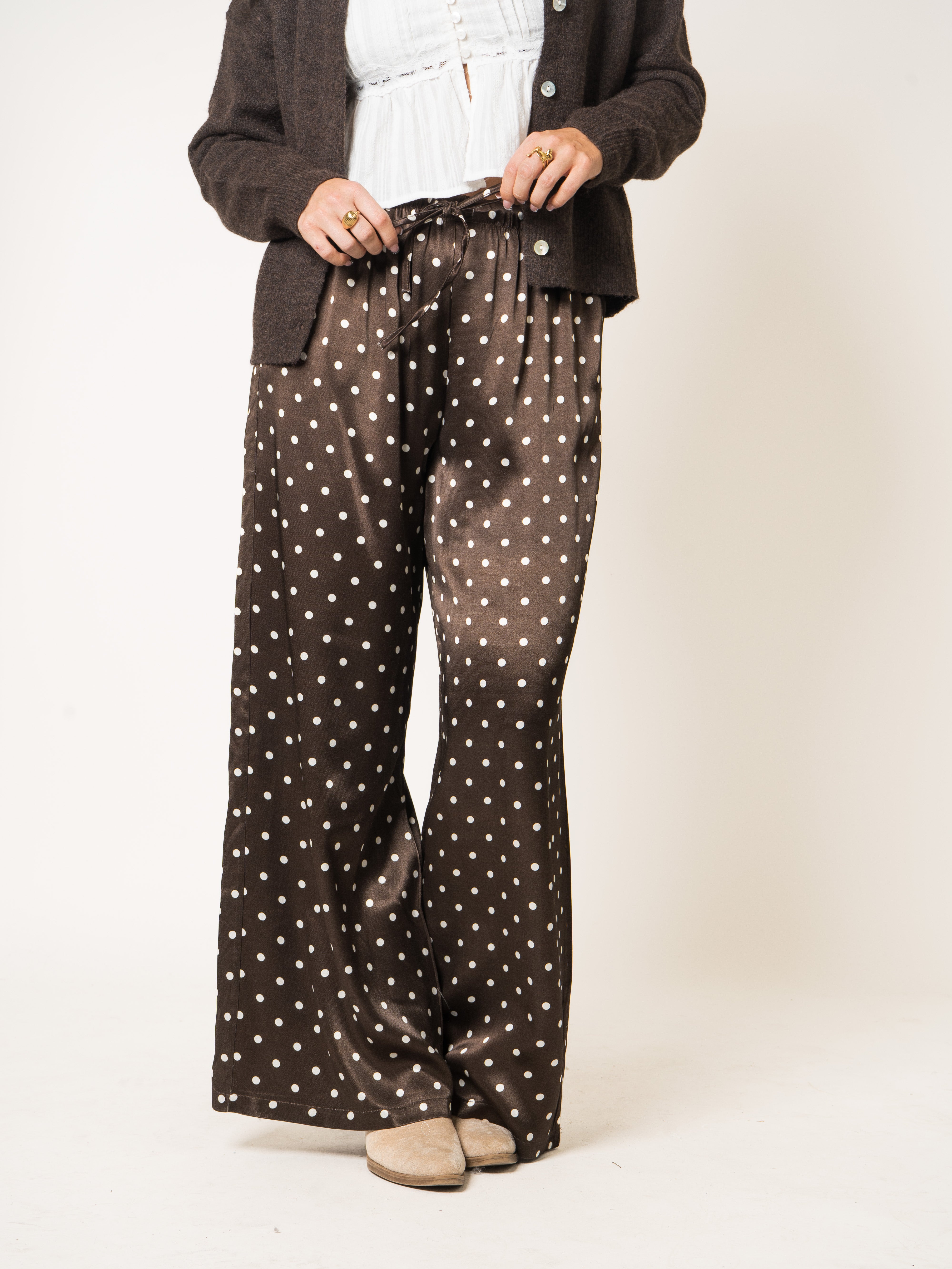 Polka Dot Silky Wide Leg