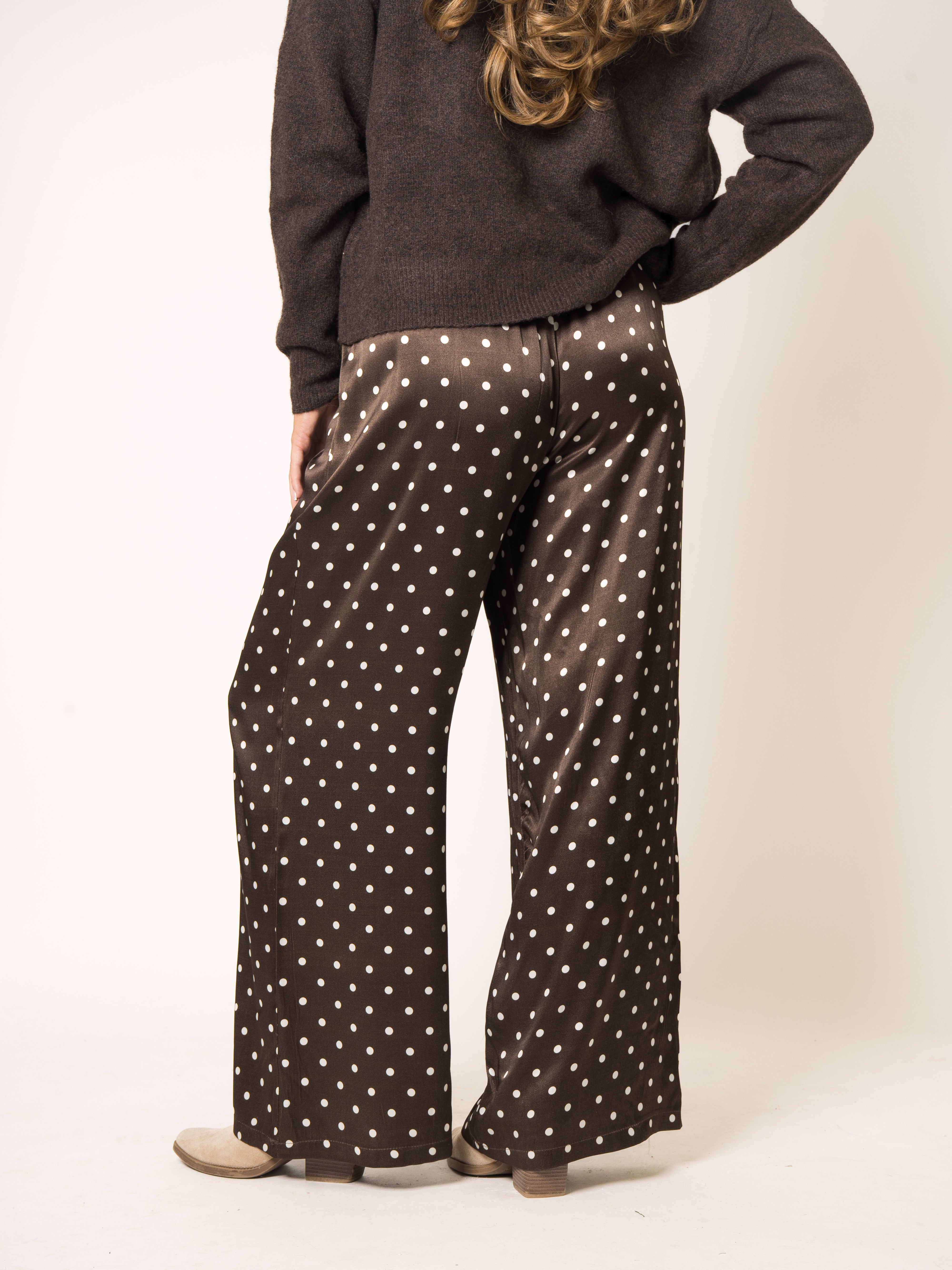 LUCKY DEAL 2135 Polka Dot Silky Wide Leg - Braun - vom Umtausch ausgeschlossen -