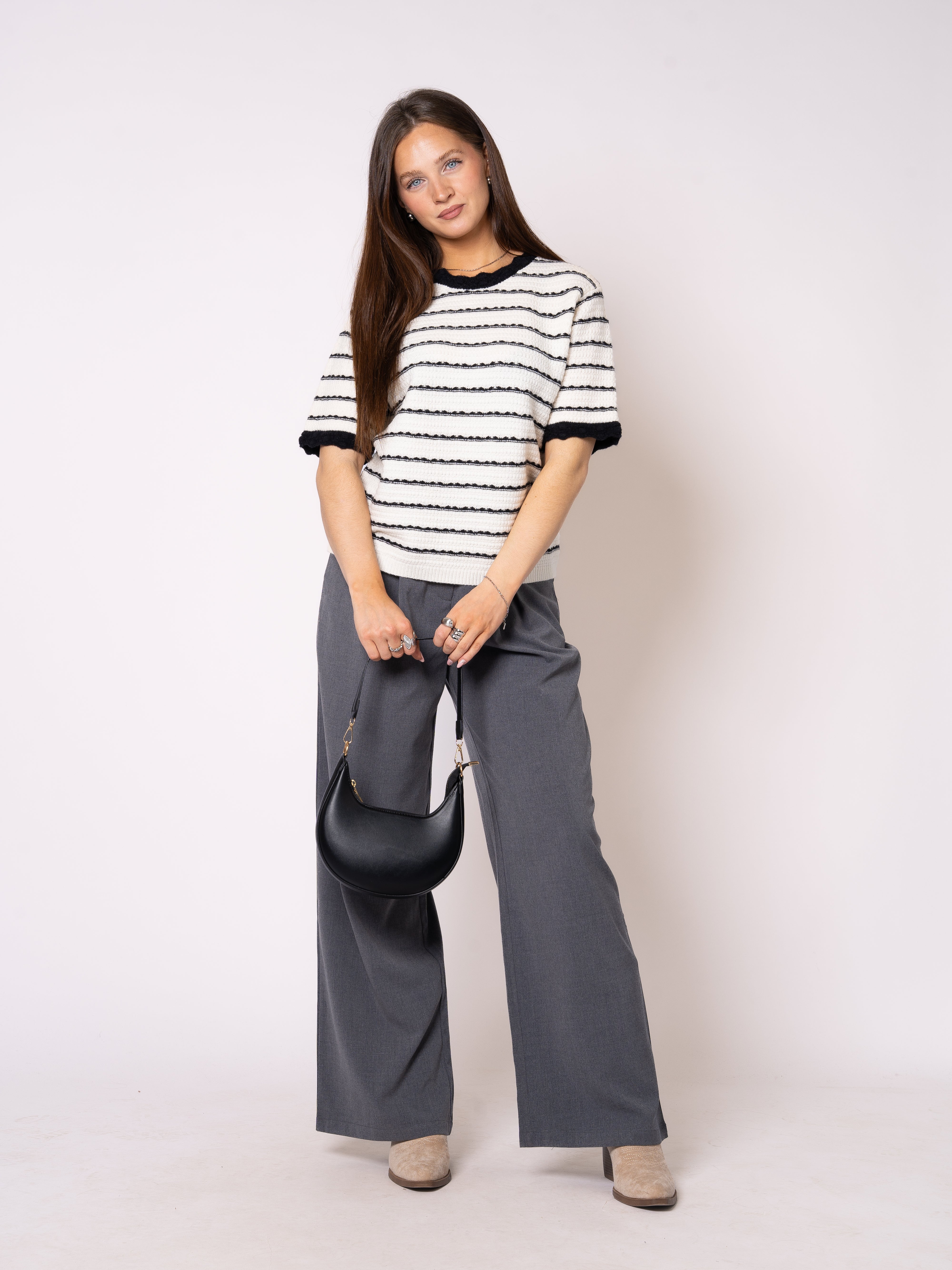 Stripe Knit Shirt Evelyn - Weiß
