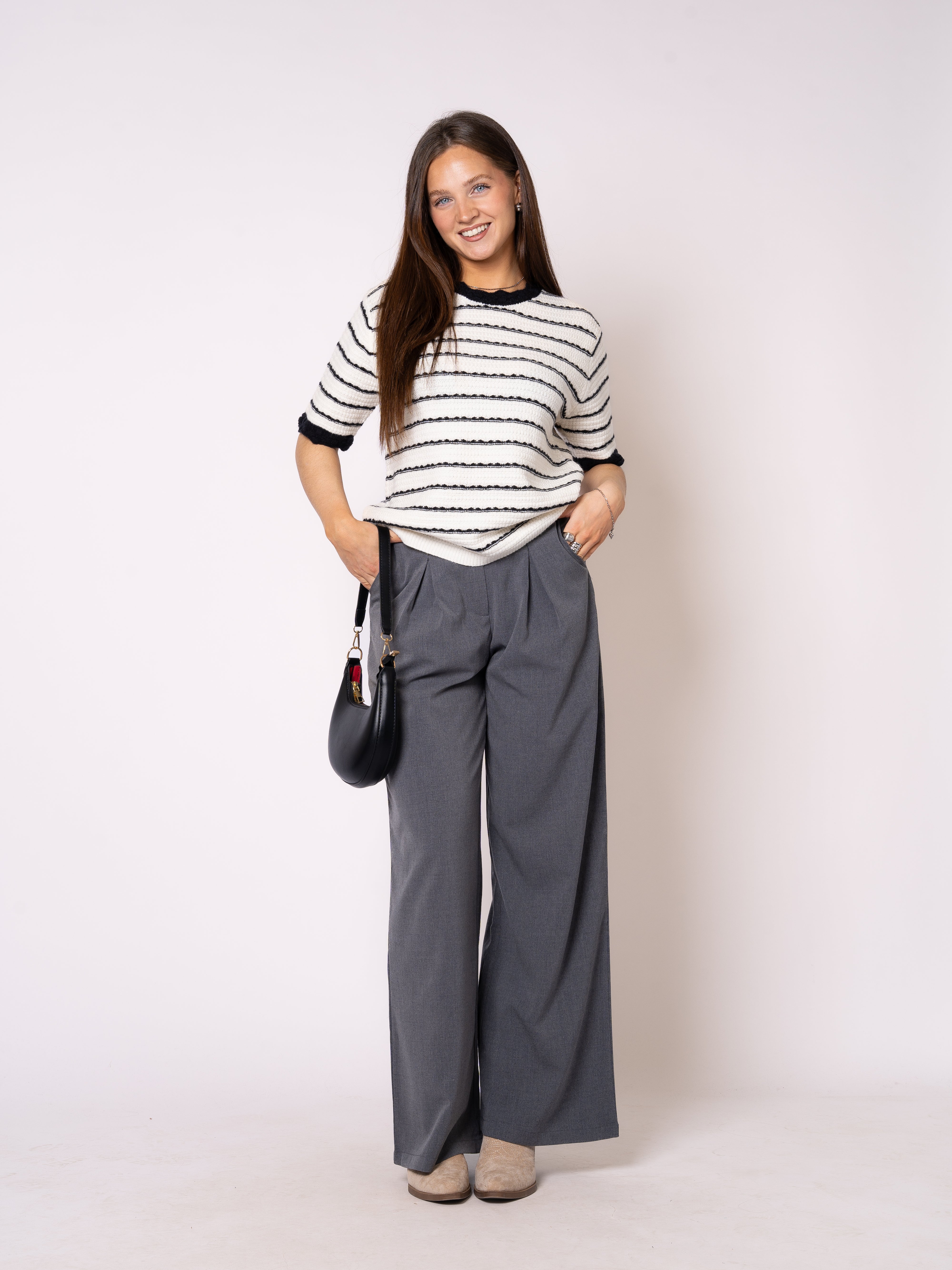 Stripe Knit Shirt Evelyn - Weiß