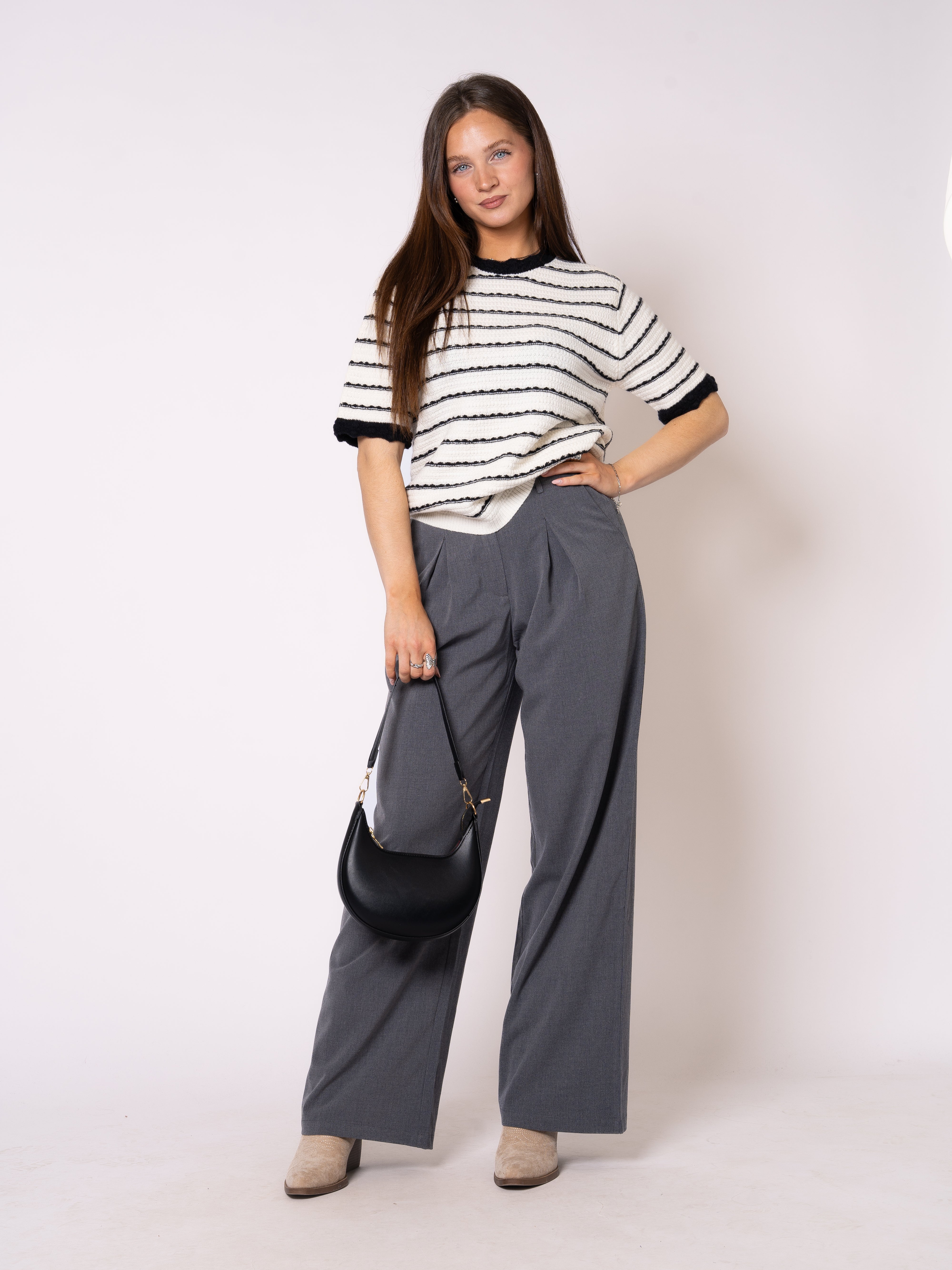 Stripe Knit Shirt Evelyn - Weiß