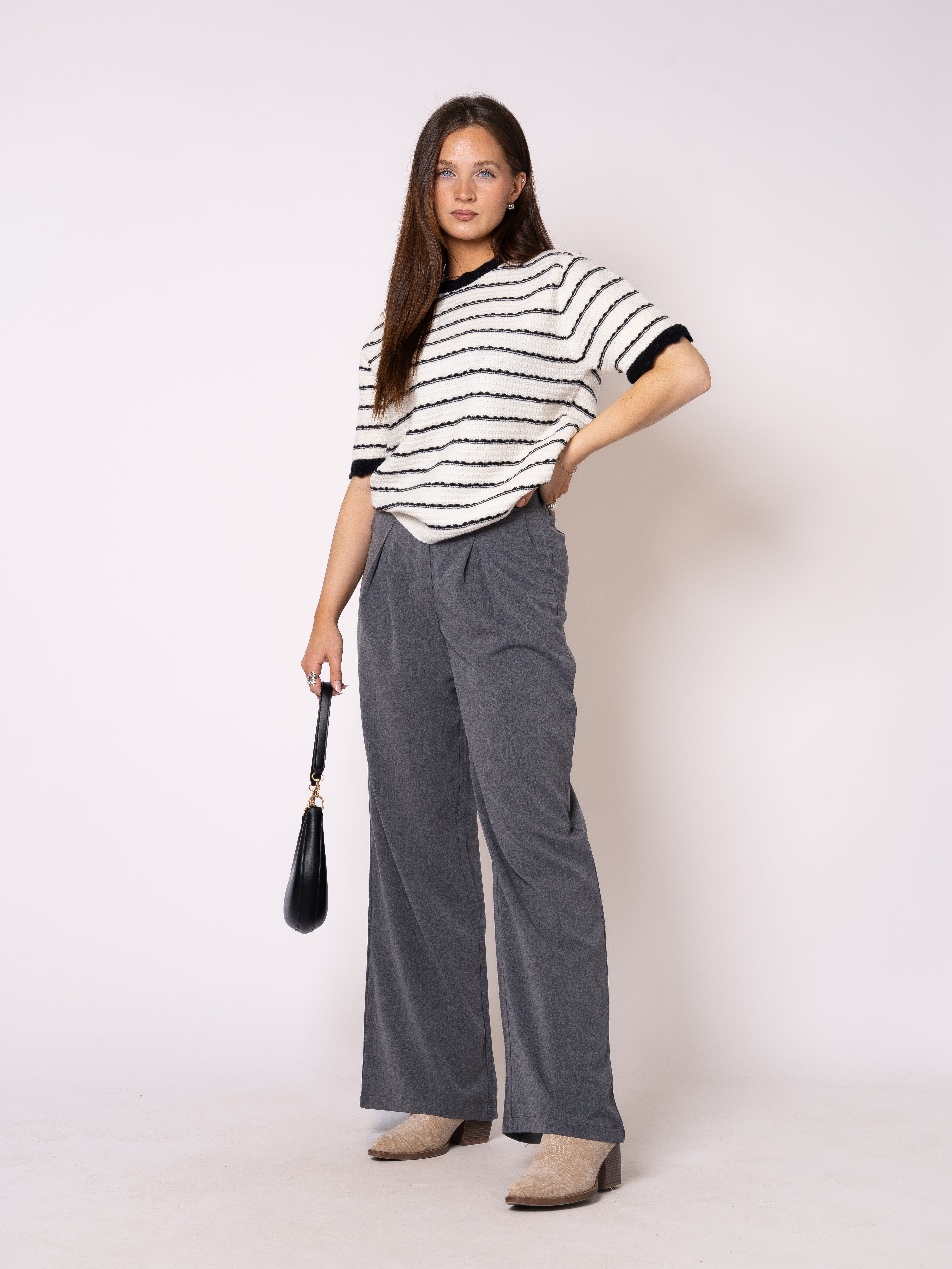Stripe Knit Shirt Evelyn - Weiß