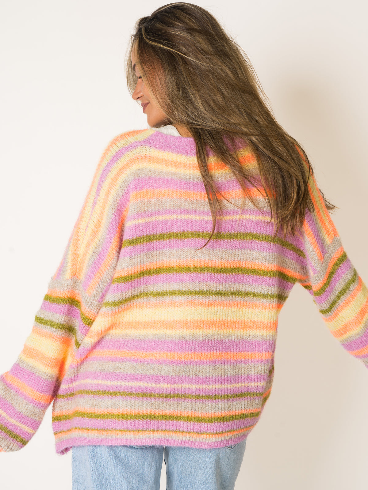 Colors Of Autumn Stripe Knit Cardigan