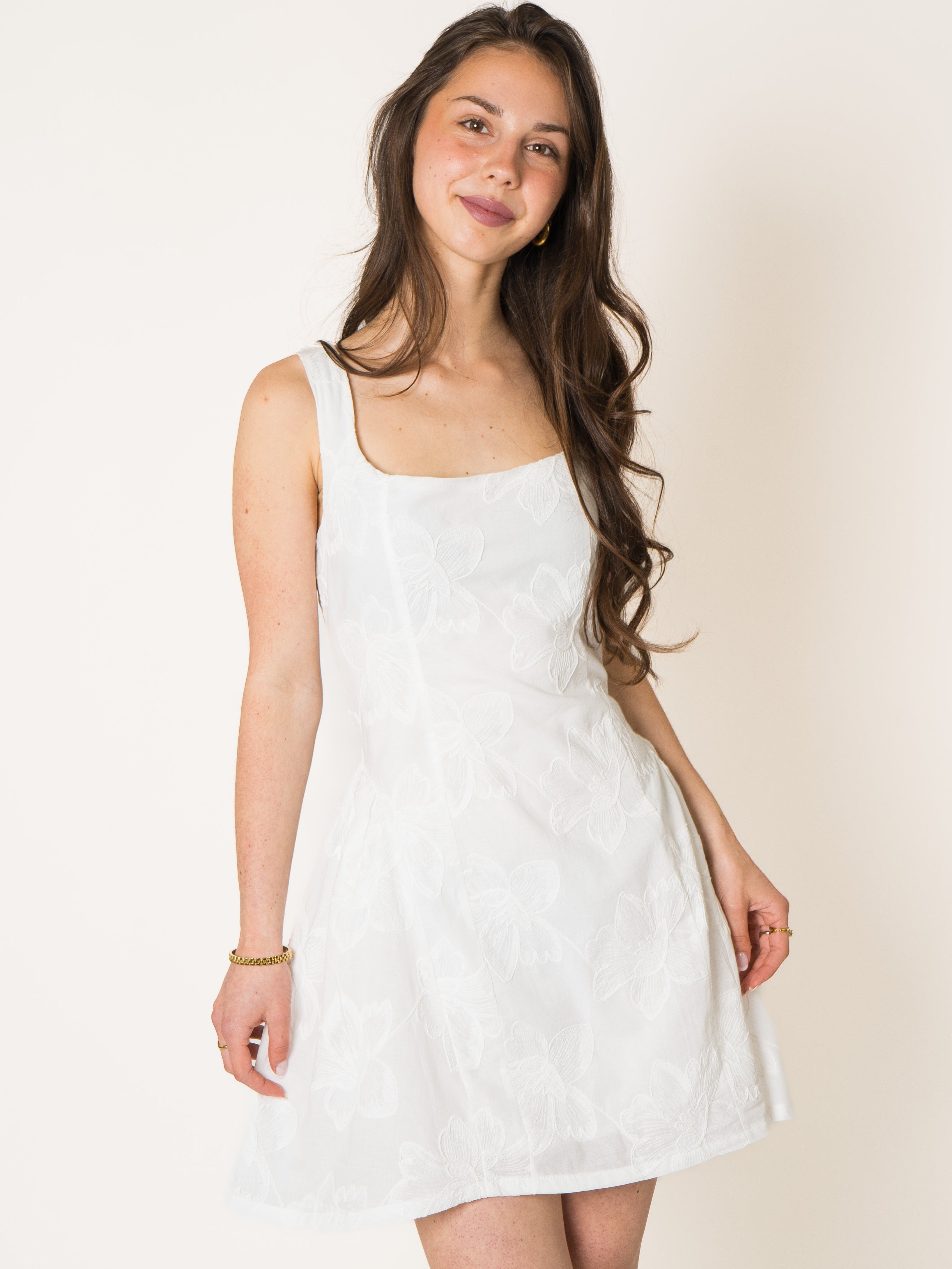 LUCKY DEAL 2233 Flowerspell Cotton Minidress - Weiß - vom Umtausch ausgeschlossen -