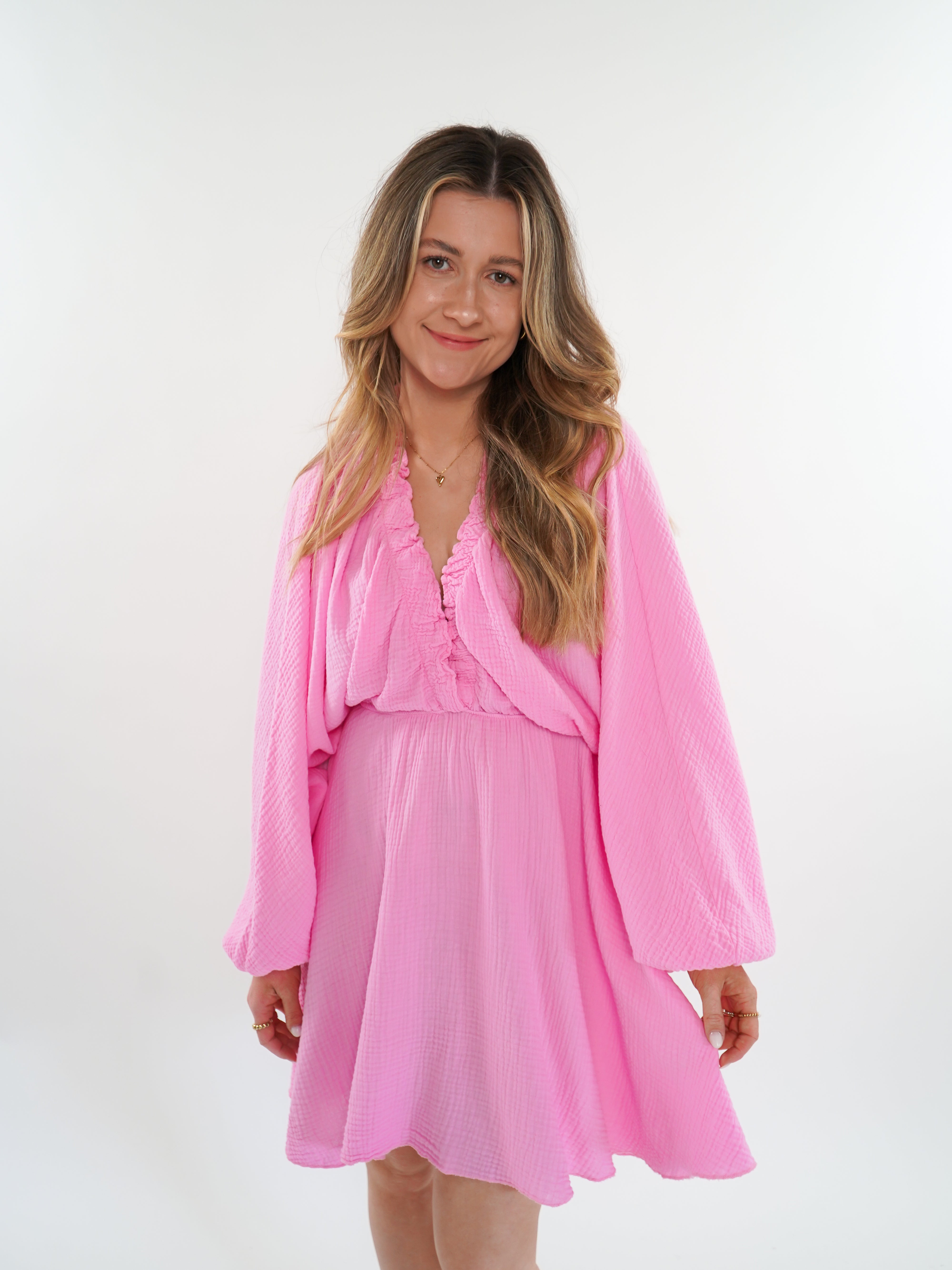 LUCKY DEAL 208 Best Moment Musselin Minikleid - Rosa - vom Umtausch ausgeschlossen -