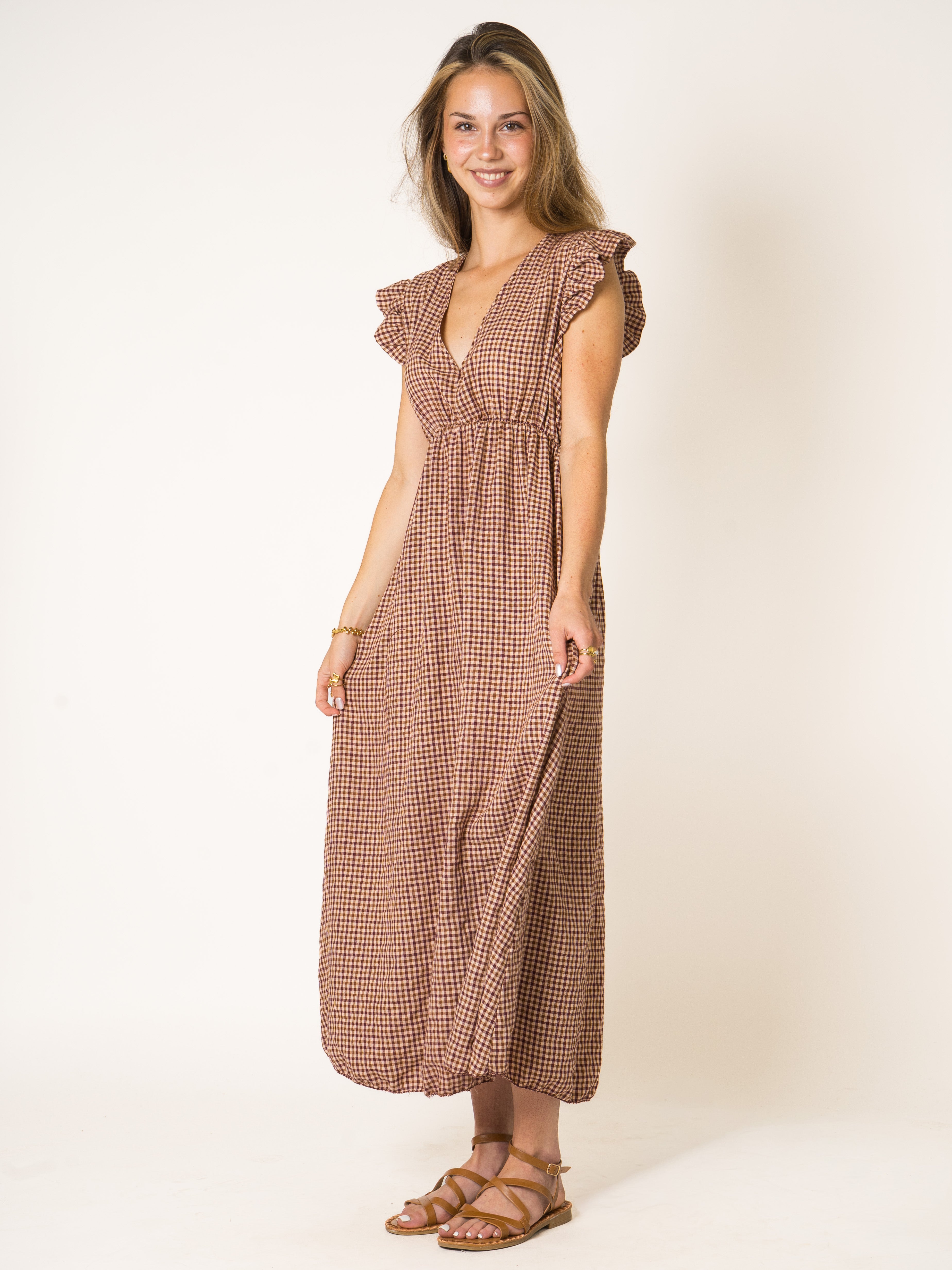 Plaid Cotton Midikleid