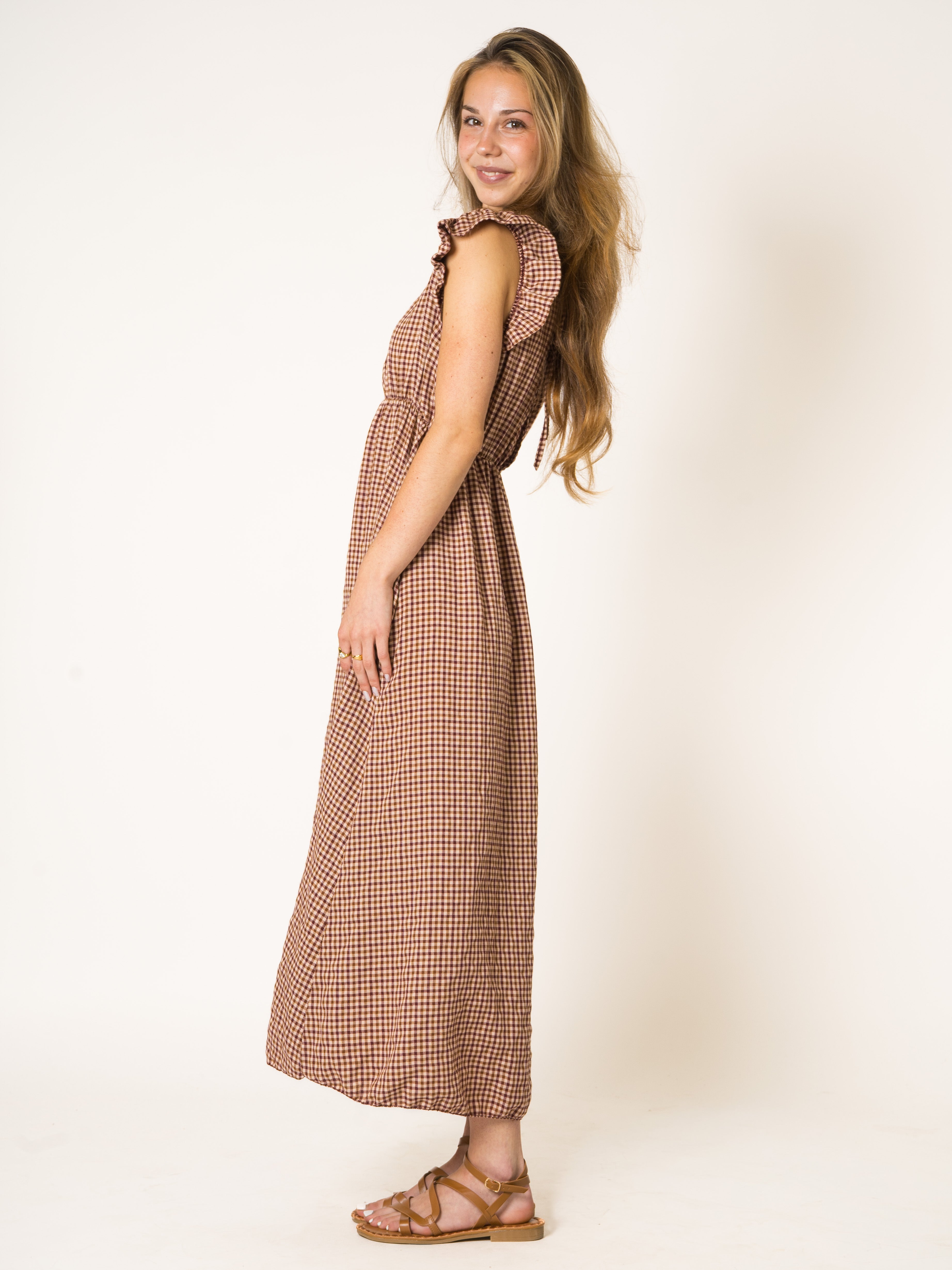 Plaid Cotton Midikleid