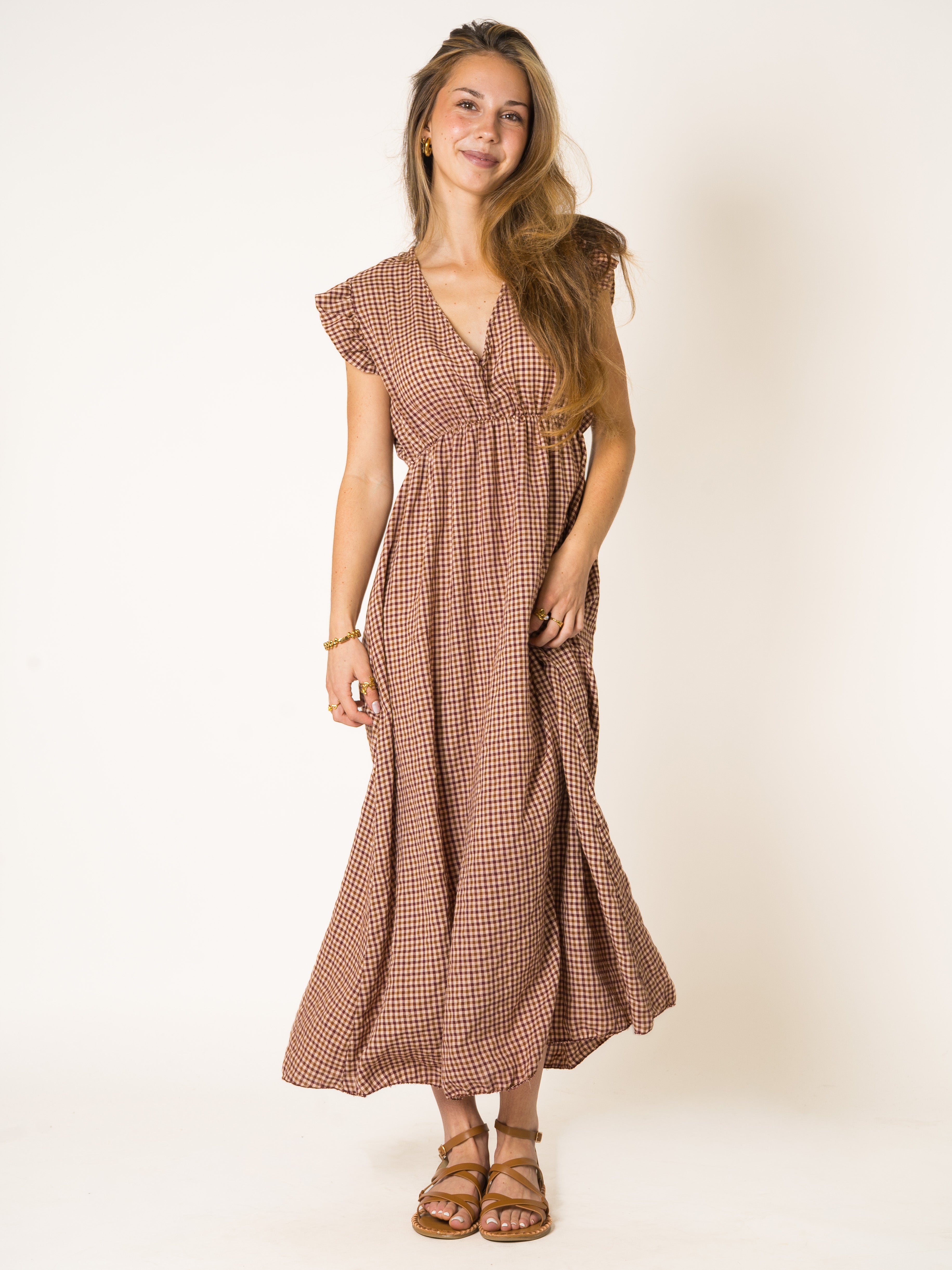 Plaid Cotton Midikleid