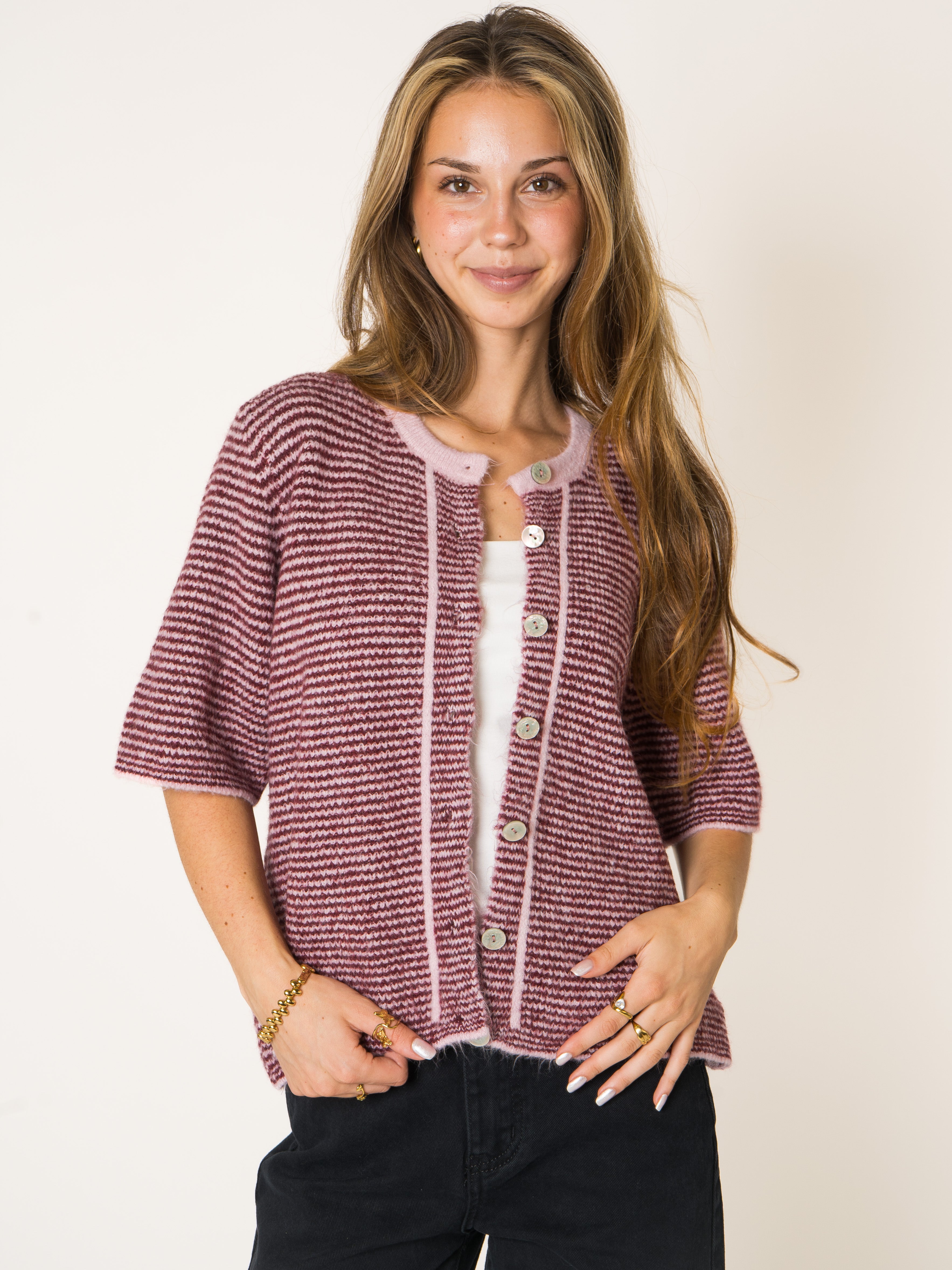 Blush Stripe Knit Shirt