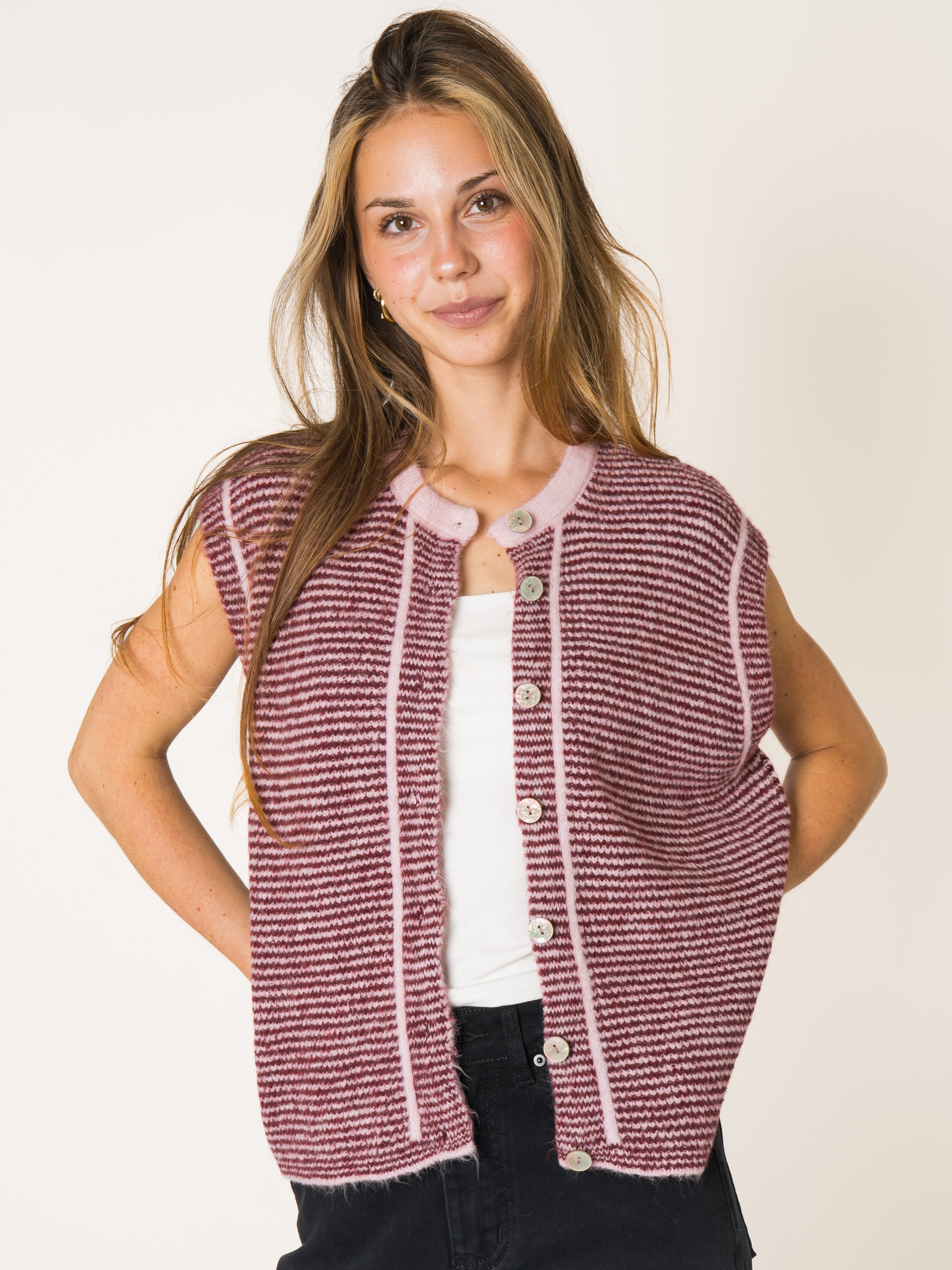 Blush Stripe Knit Vest