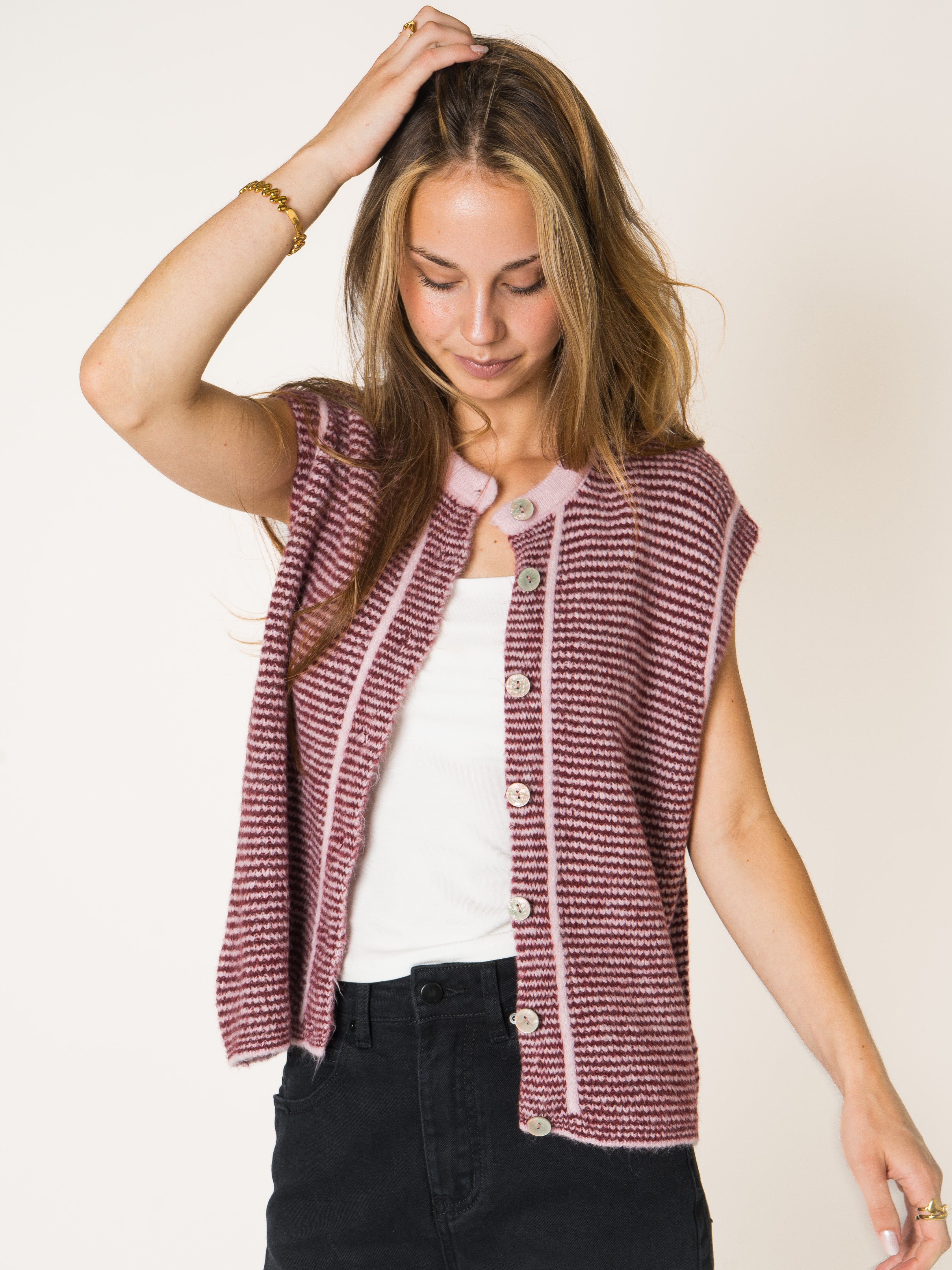 Blush Stripe Knit Vest
