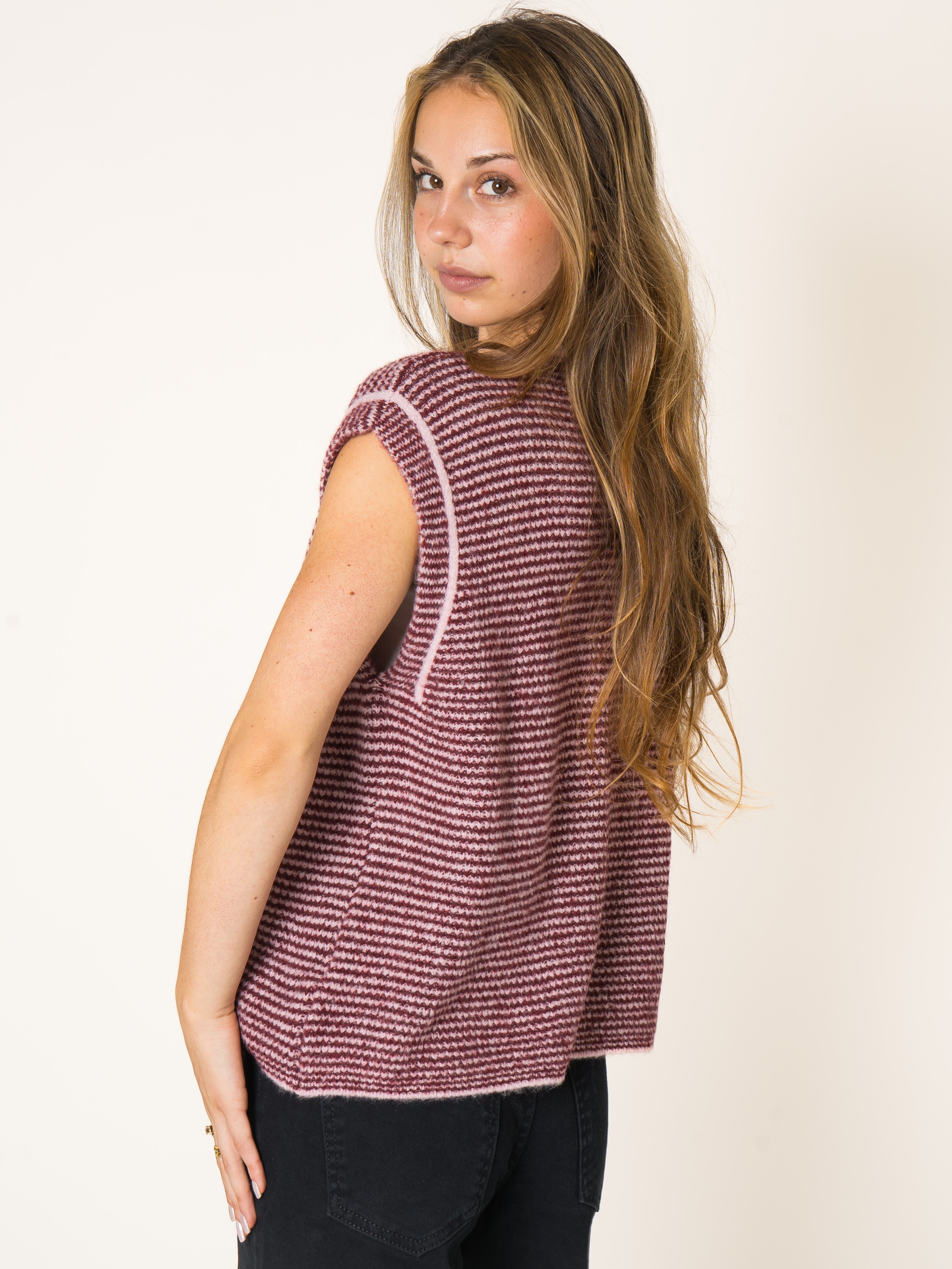 Blush Stripe Knit Vest