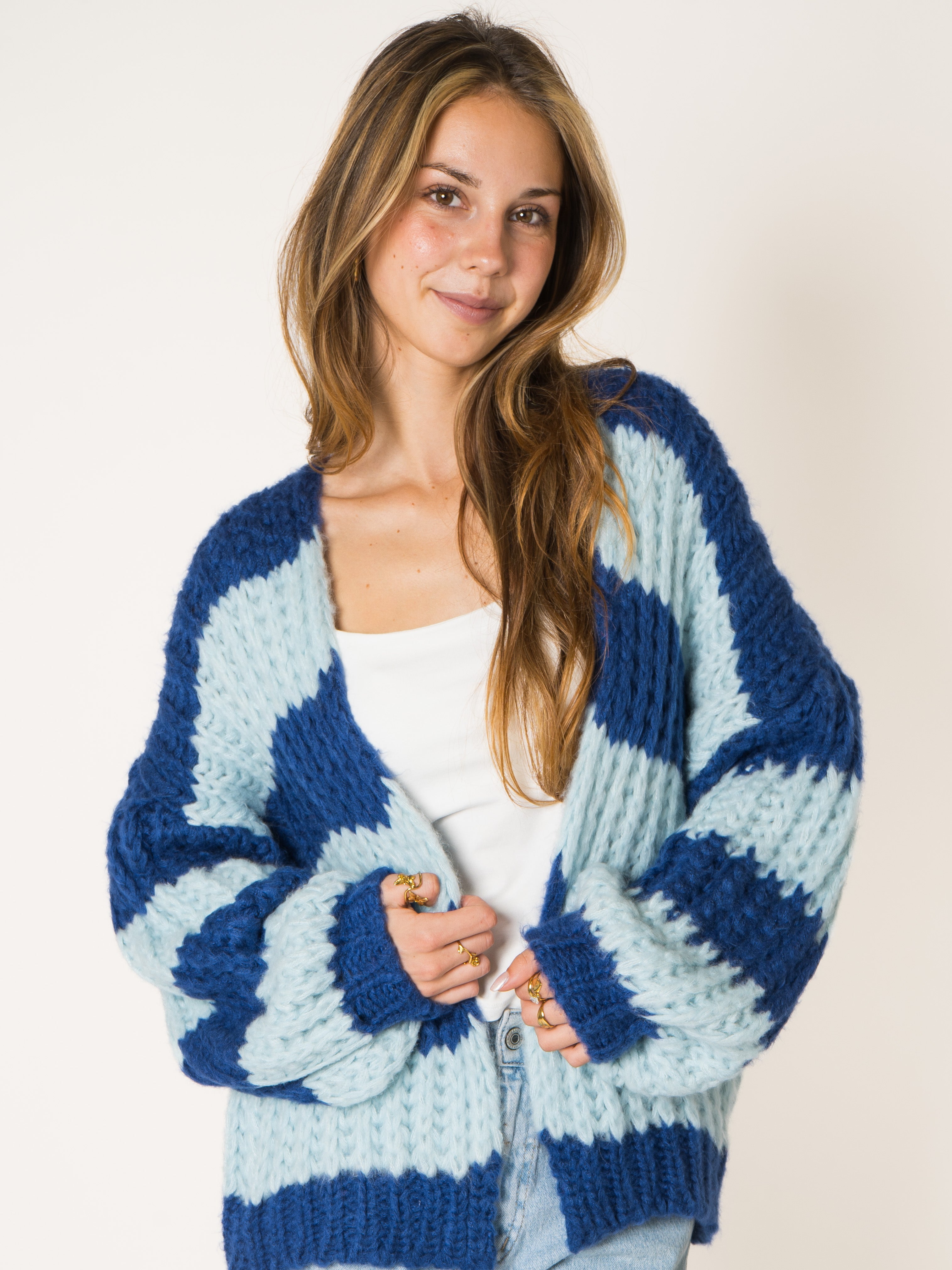 Blueberry Stripes Knit Cardigan