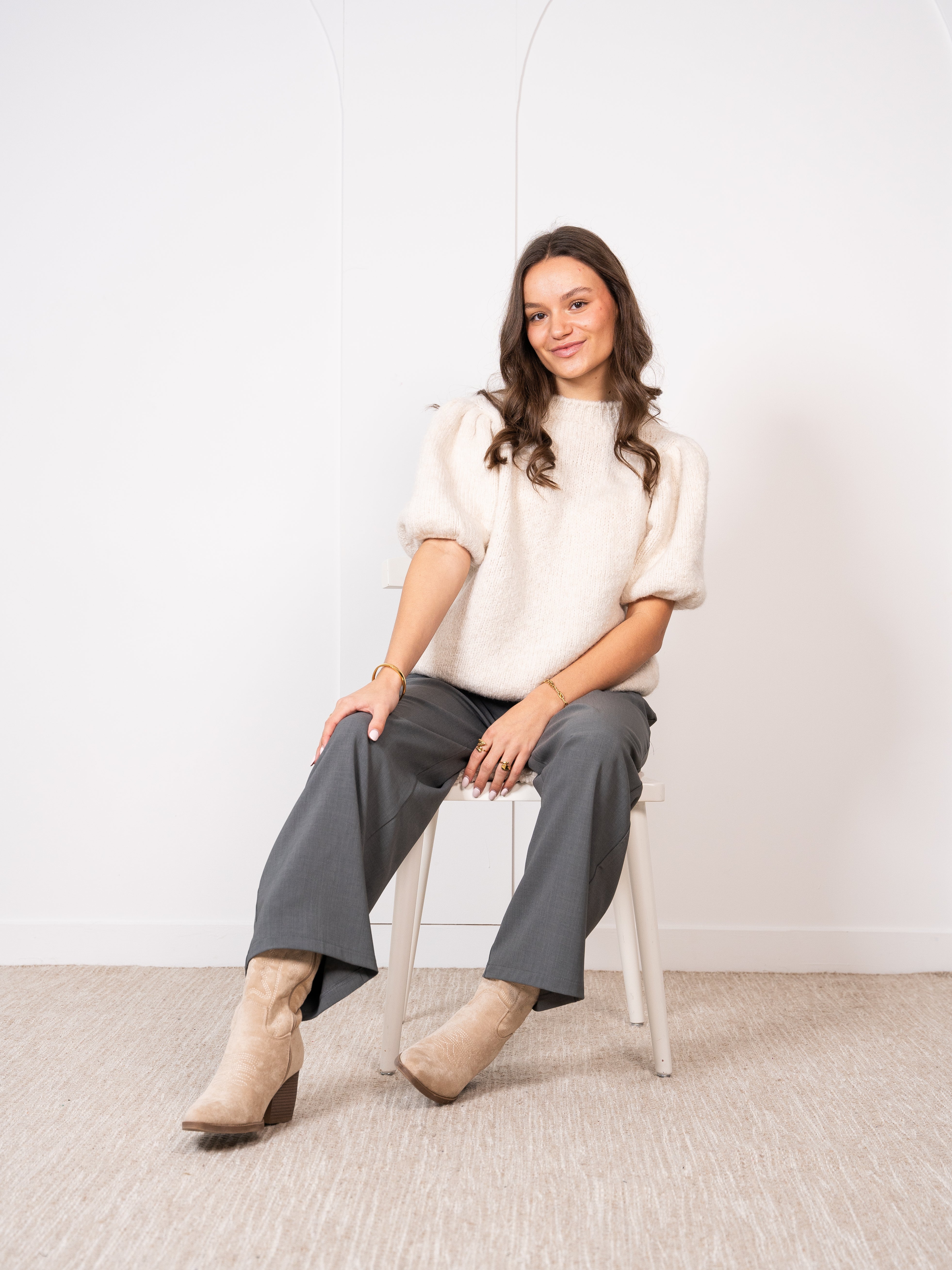 Carissa Volant Strickshirt - Creme