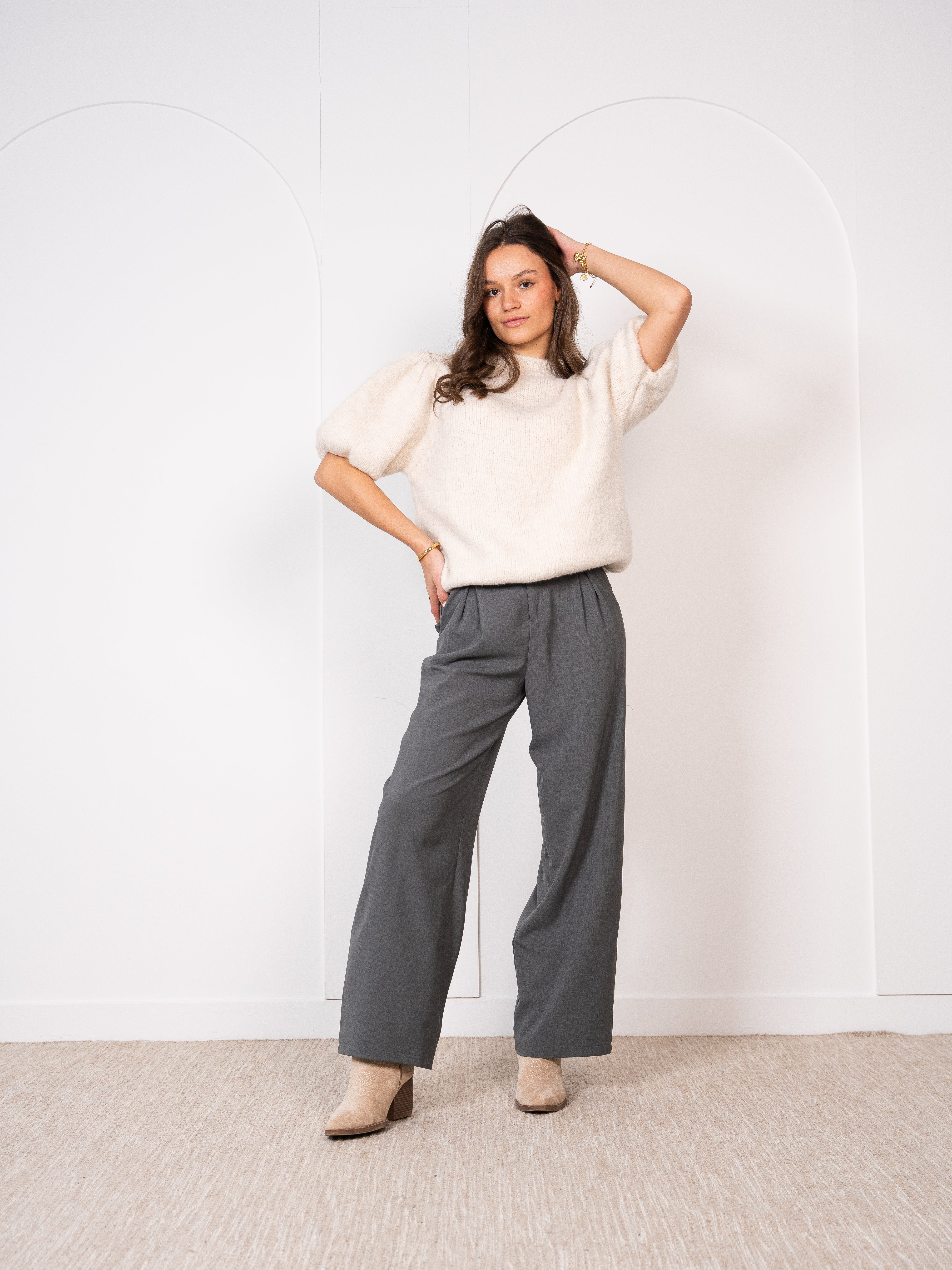 Carissa Volant Strickshirt - Creme