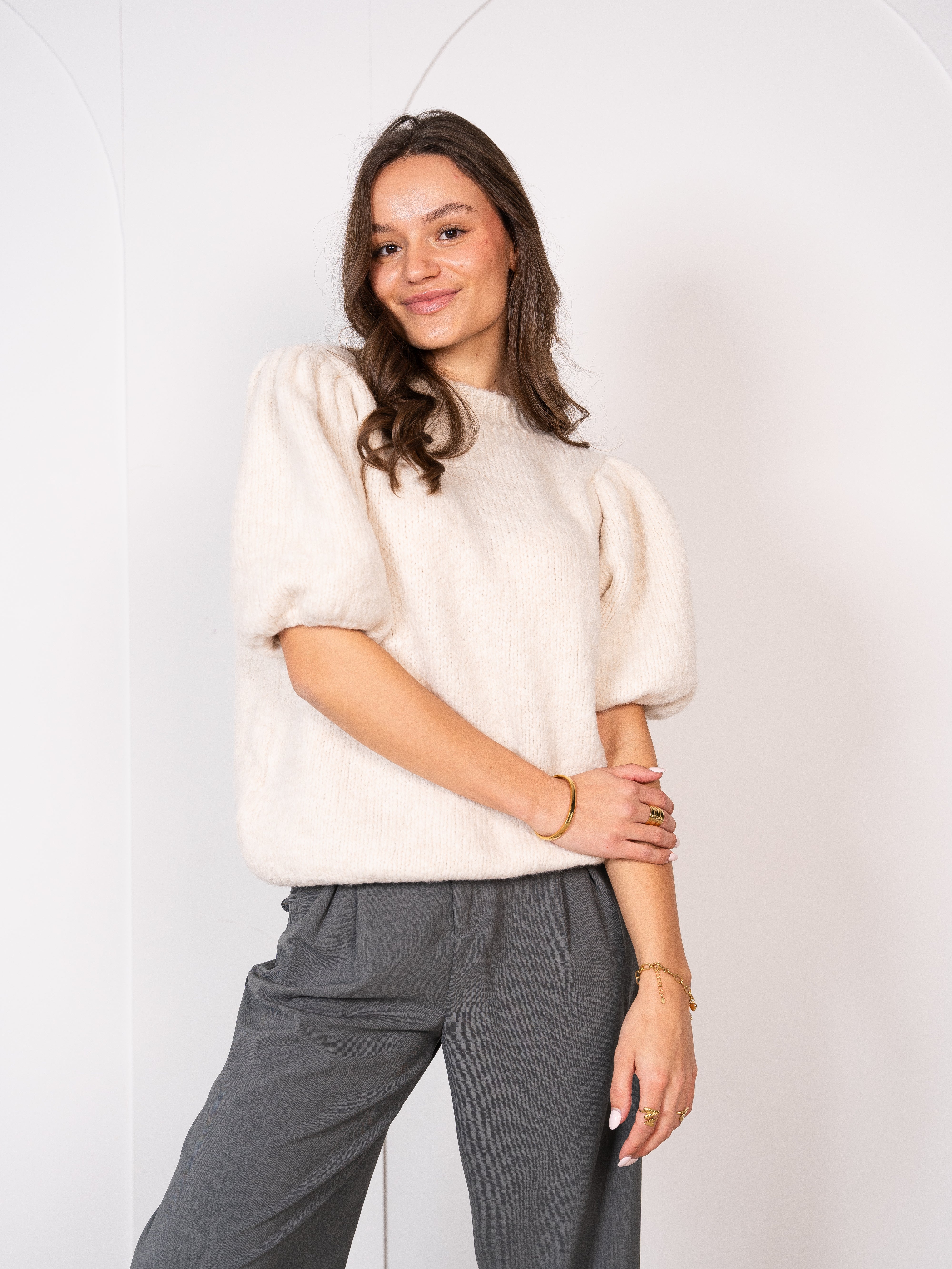 Carissa Volant Strickshirt - Creme