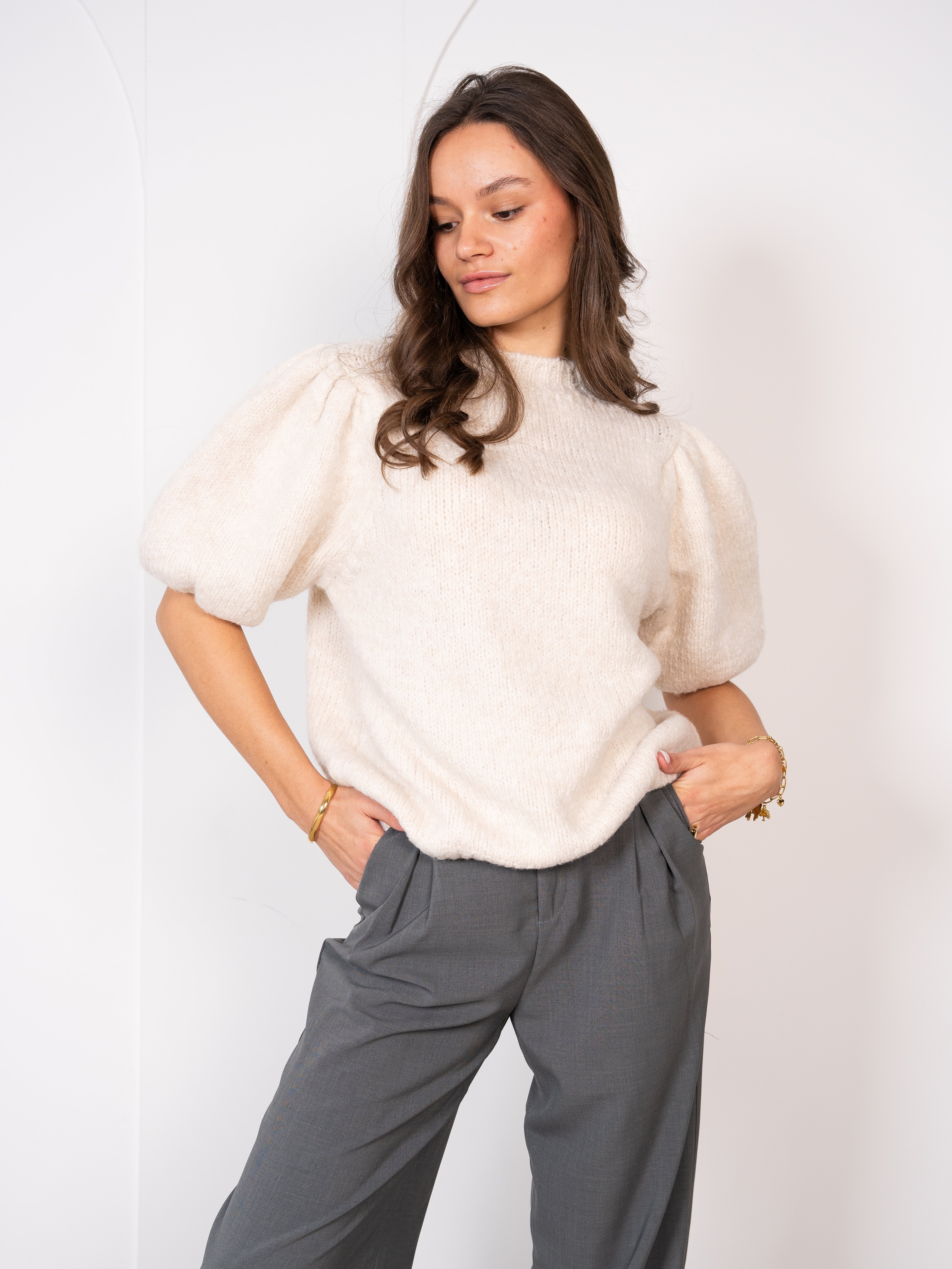 Carissa Volant Strickshirt - Creme