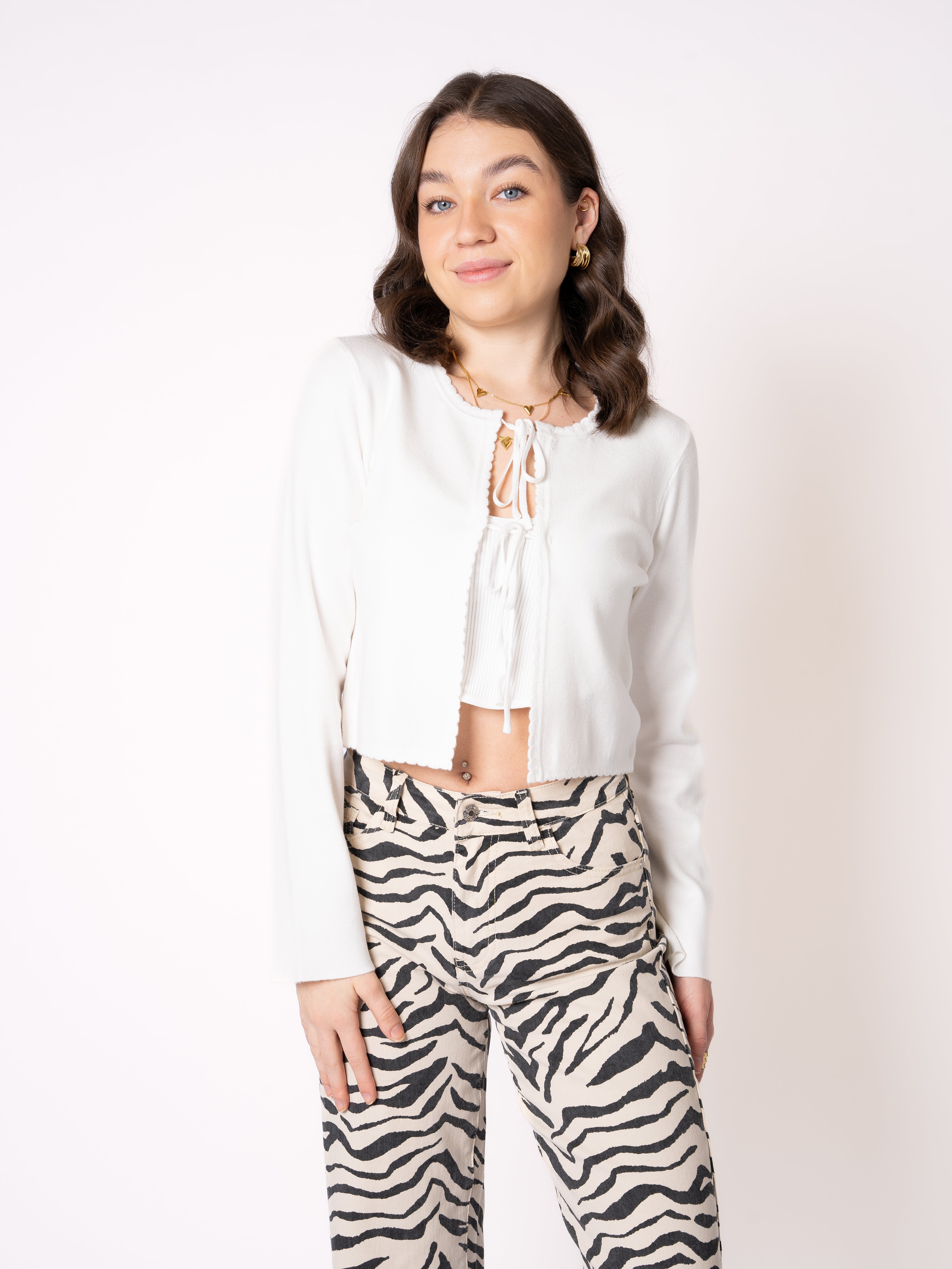 Soft Feinstrick Cardigan Mathilda - Weiß