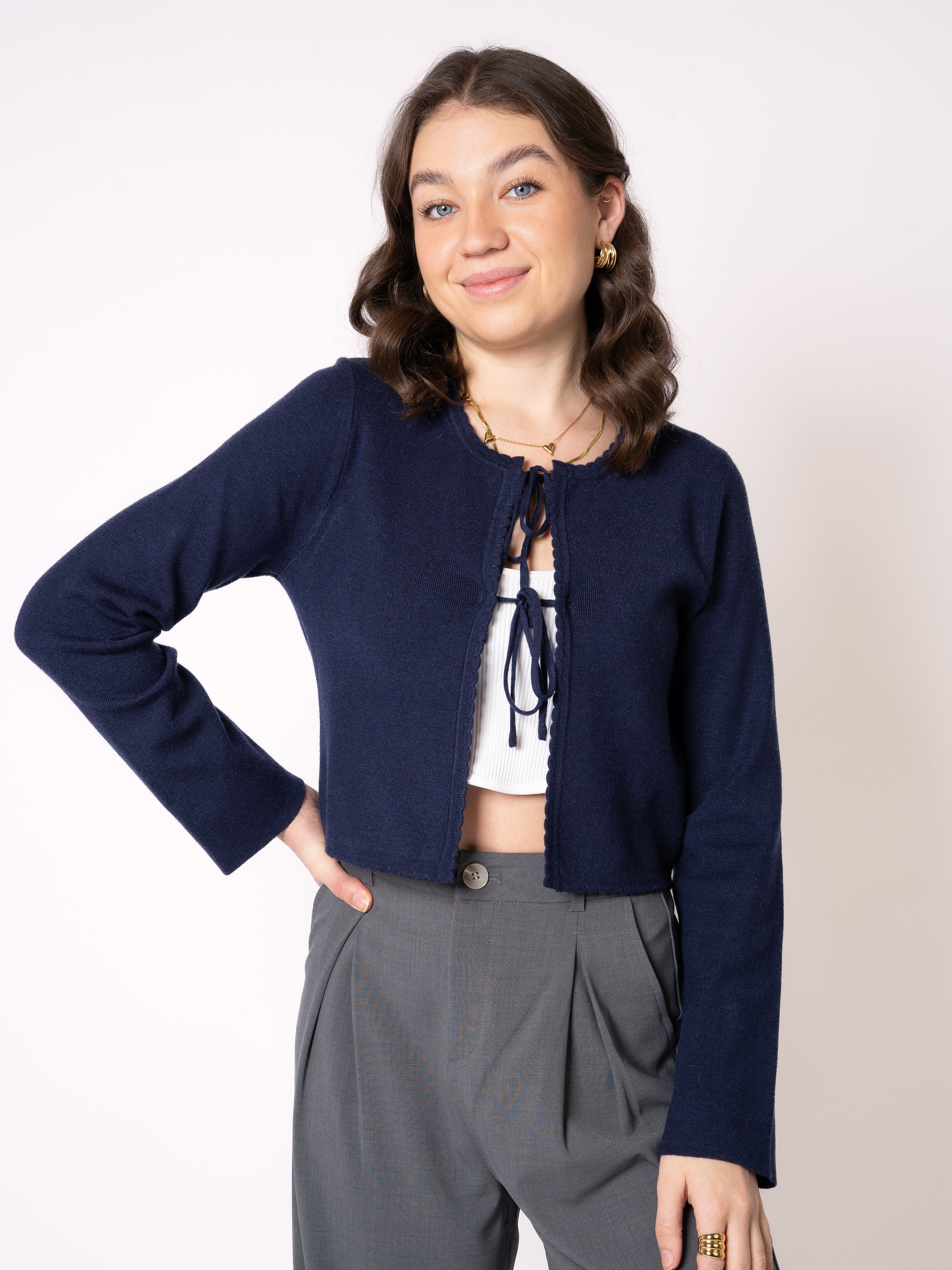 Soft Feinstrick Cardigan Mathilda - Dunkelblau
