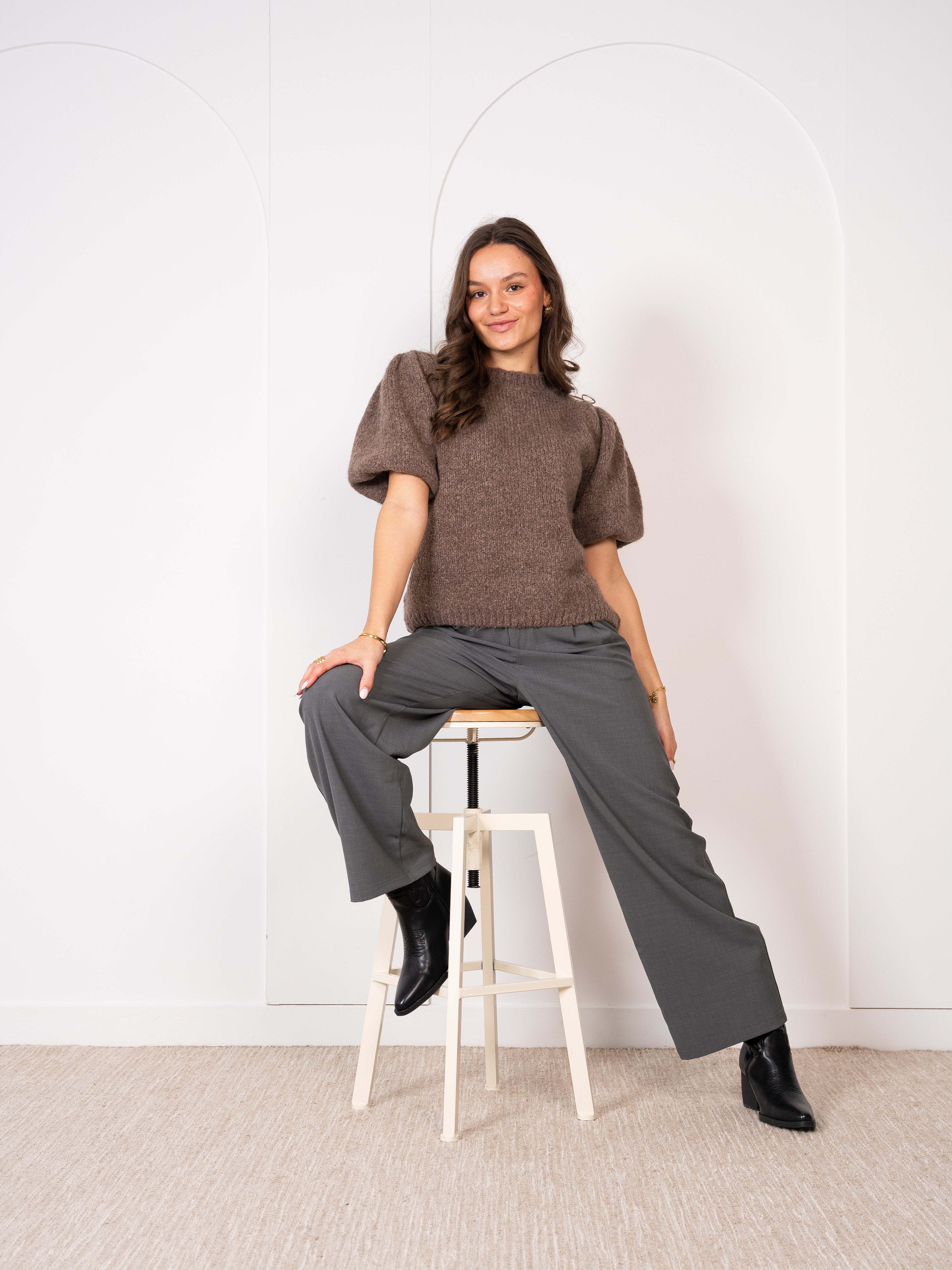 Carissa Volant Strickshirt - Braun