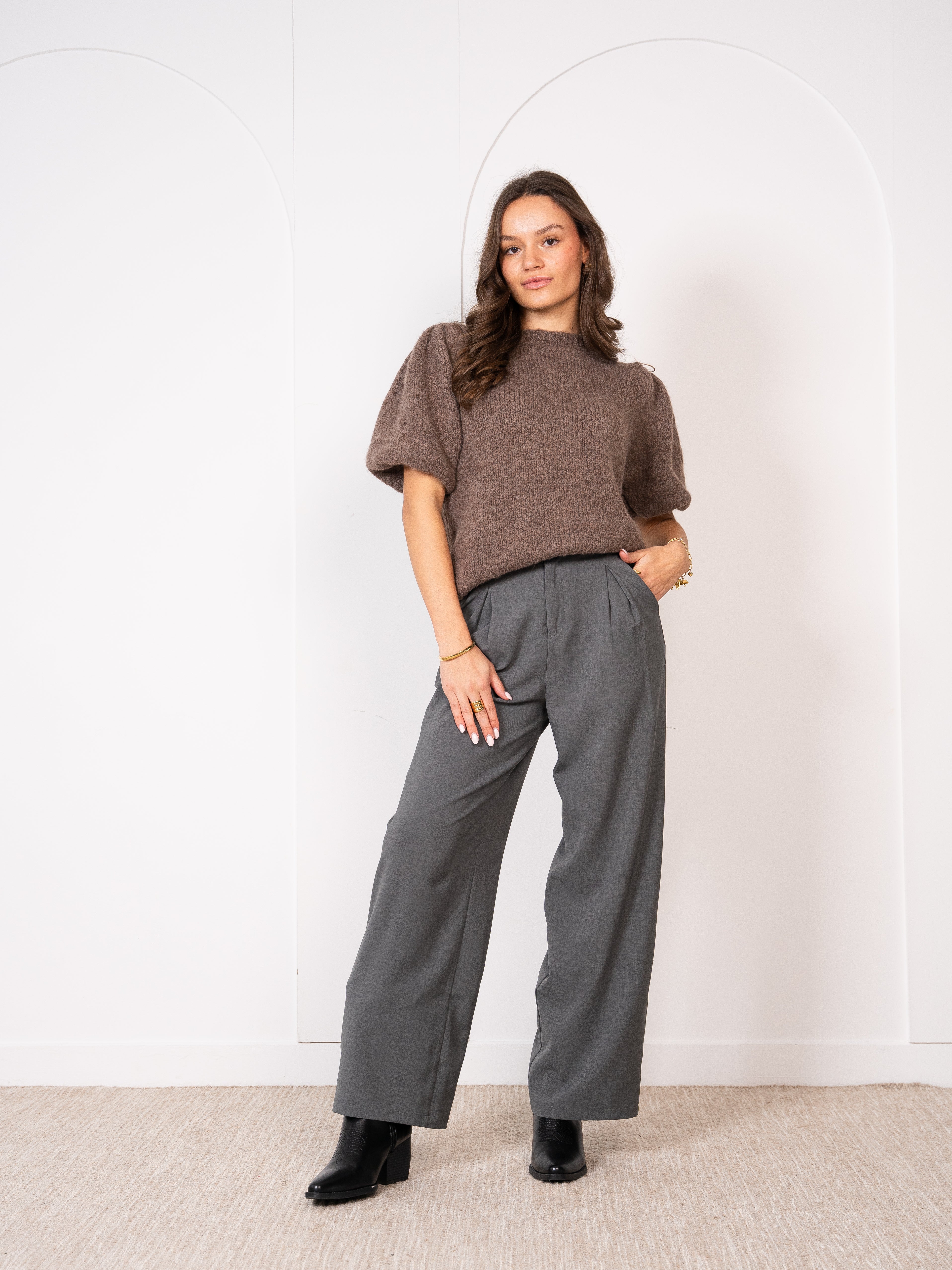 Carissa Volant Strickshirt - Braun