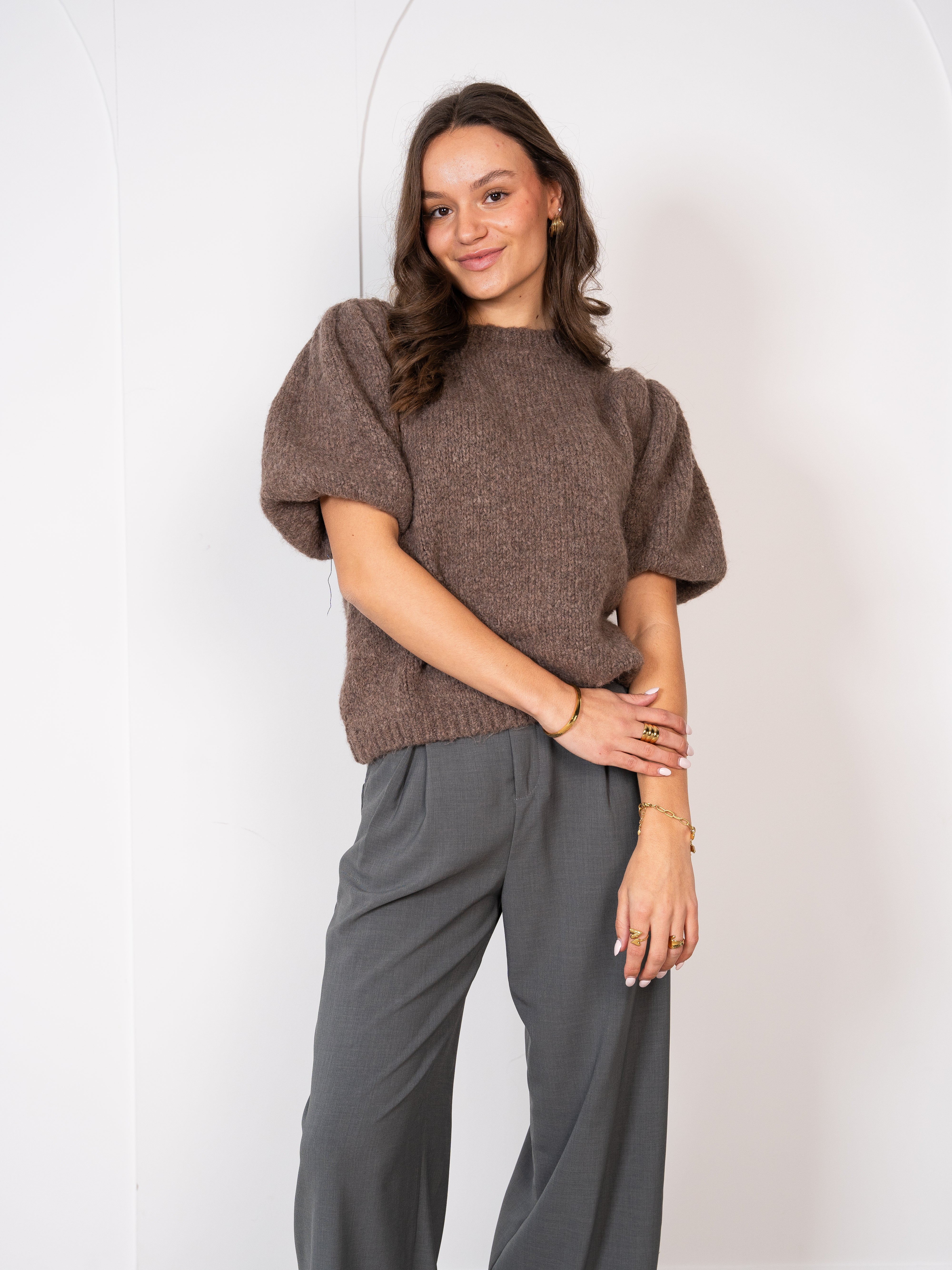 Carissa Volant Strickshirt - Braun