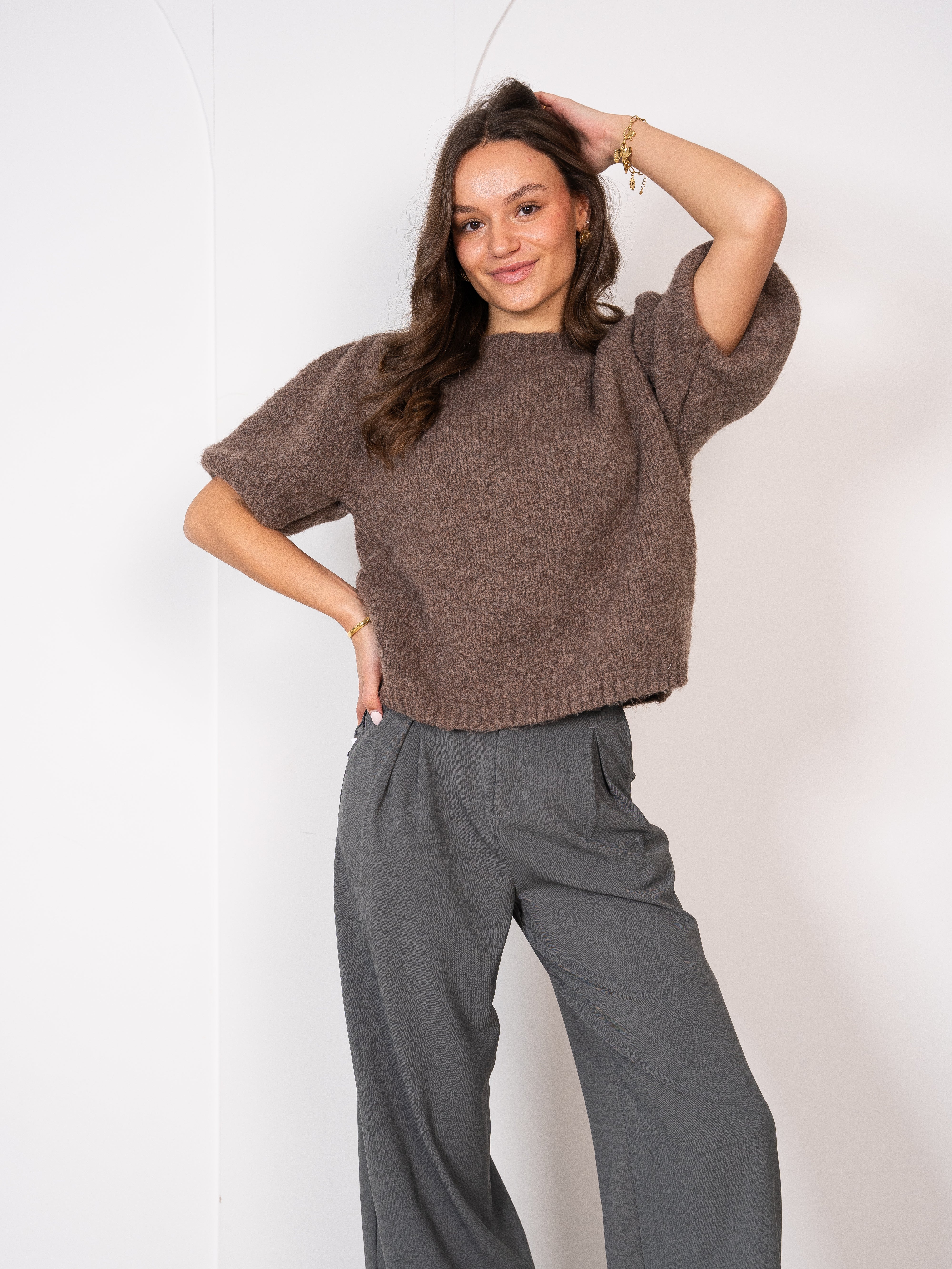 Carissa Volant Strickshirt - Braun